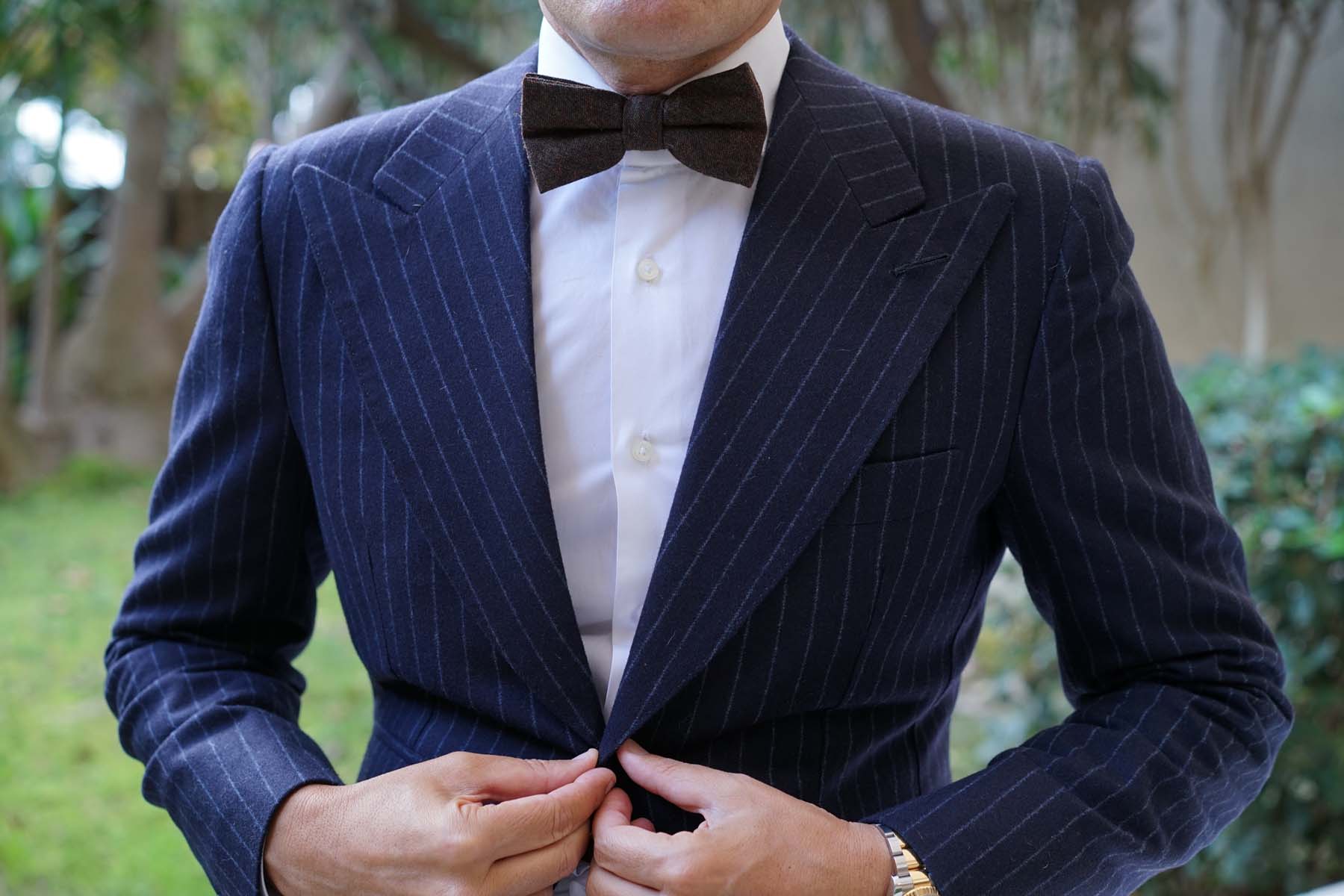 Brown Columbia Wool Bow Tie - Image 5