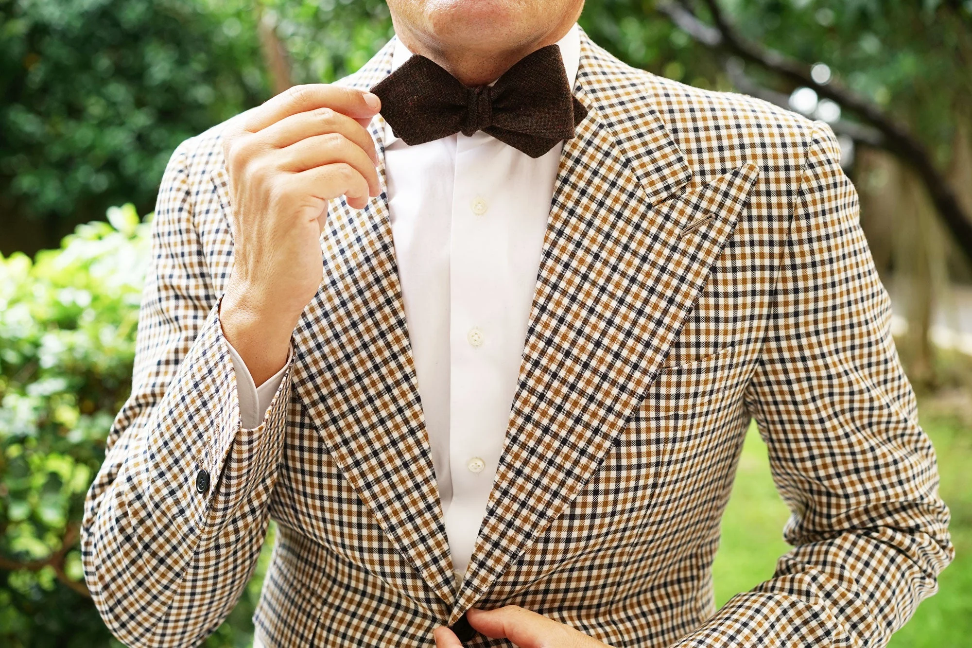 Brown Columbia Wool Diamond Self Bow Tie - Image 8