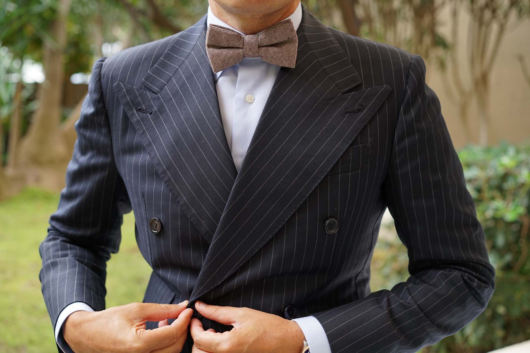 Brown Gingerbread Linen Bow Tie - Image 6