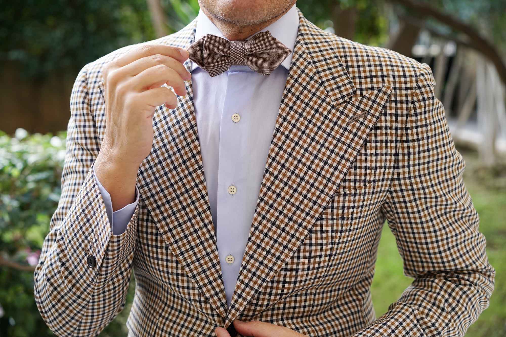 Brown Gingerbread Linen Diamond Bow Tie - Image 7
