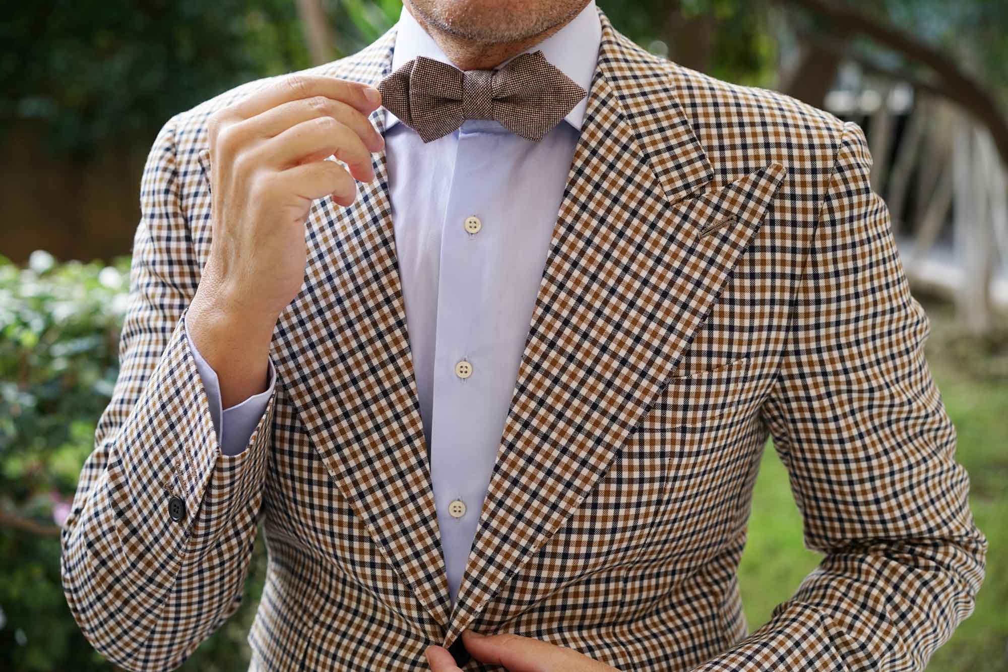 Brown Gingerbread Linen Diamond Bow Tie - Image 8