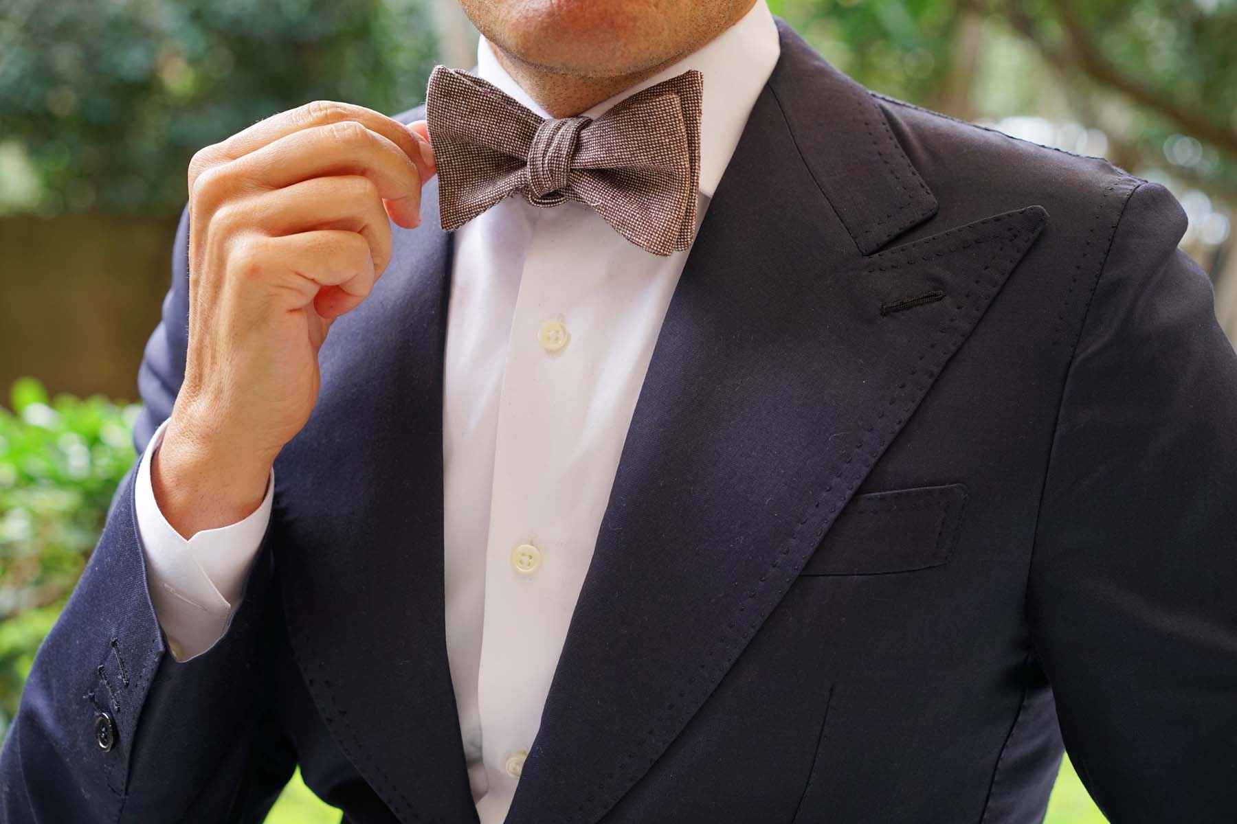 Brown Gingerbread Linen Self Bow Tie - Image 8