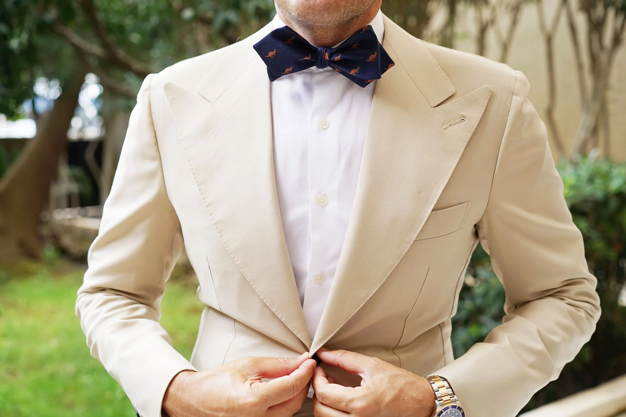 Brown Kangaroo Diamond Self Bow Tie - Image 4