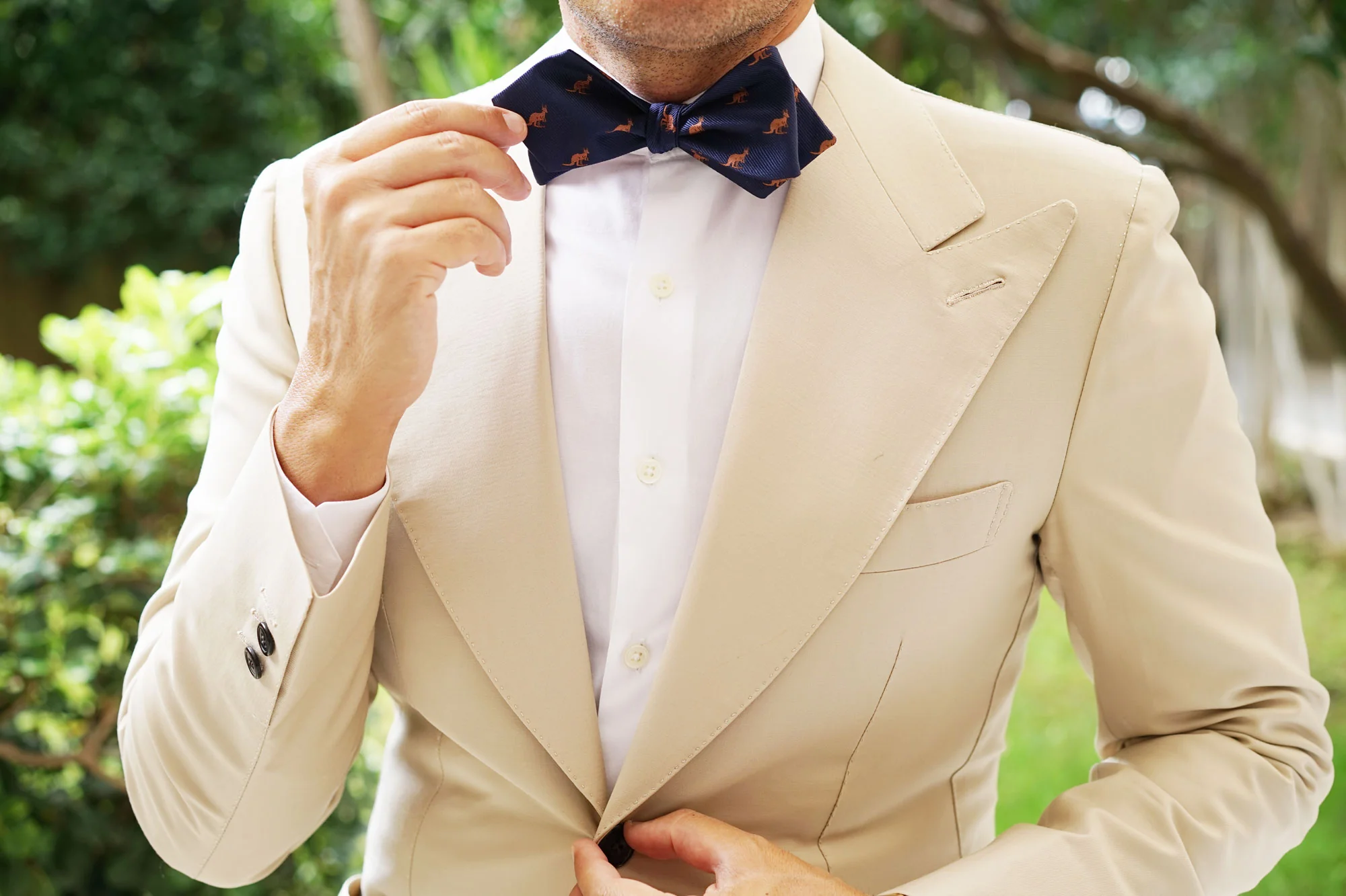 Brown Kangaroo Diamond Self Bow Tie - Image 7