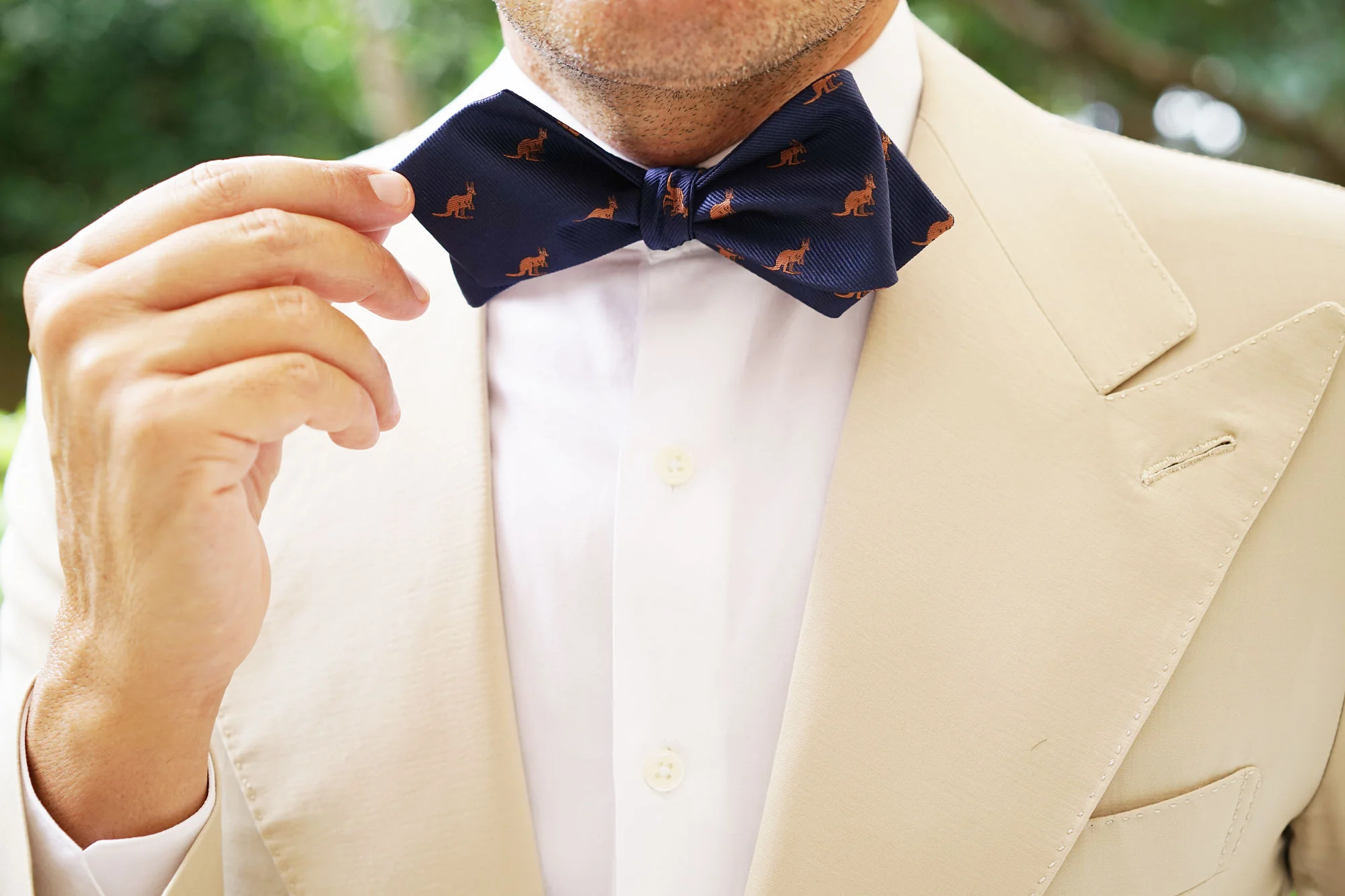 Brown Kangaroo Diamond Self Bow Tie - Image 8