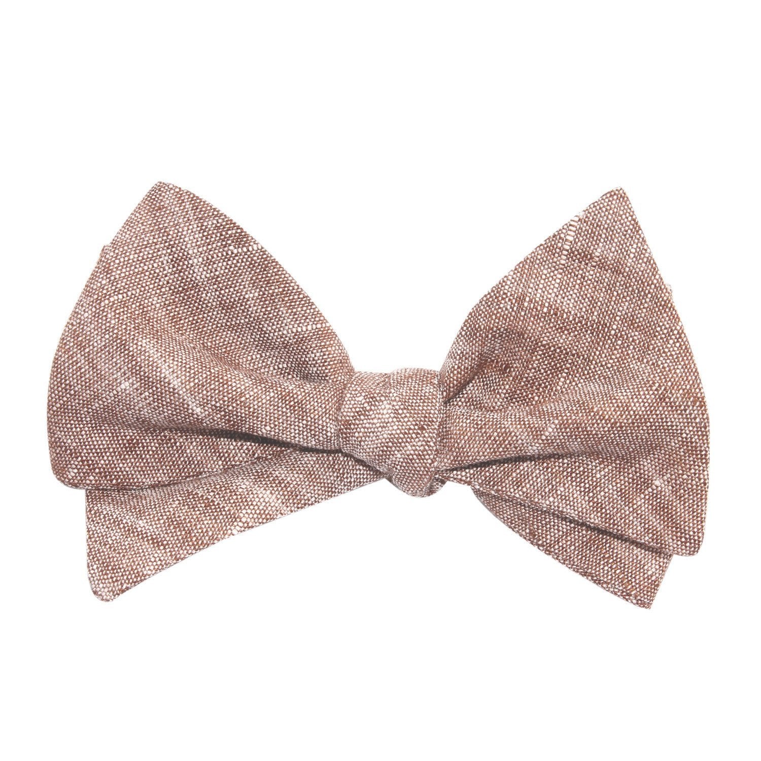 Brown Linen Chambray Self Tie Bow Tie - Image 4