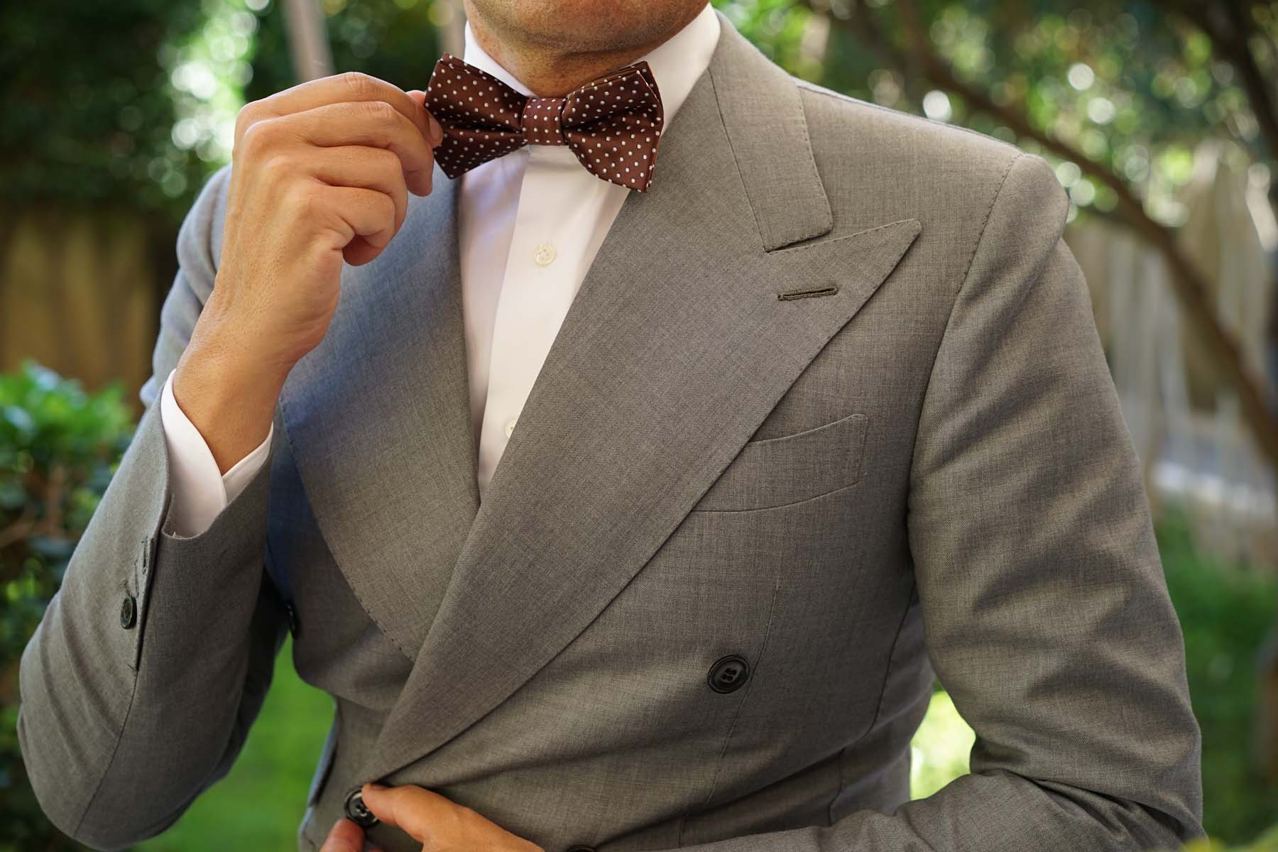 Brown Mini Polka Dots Bow Tie - Image 3