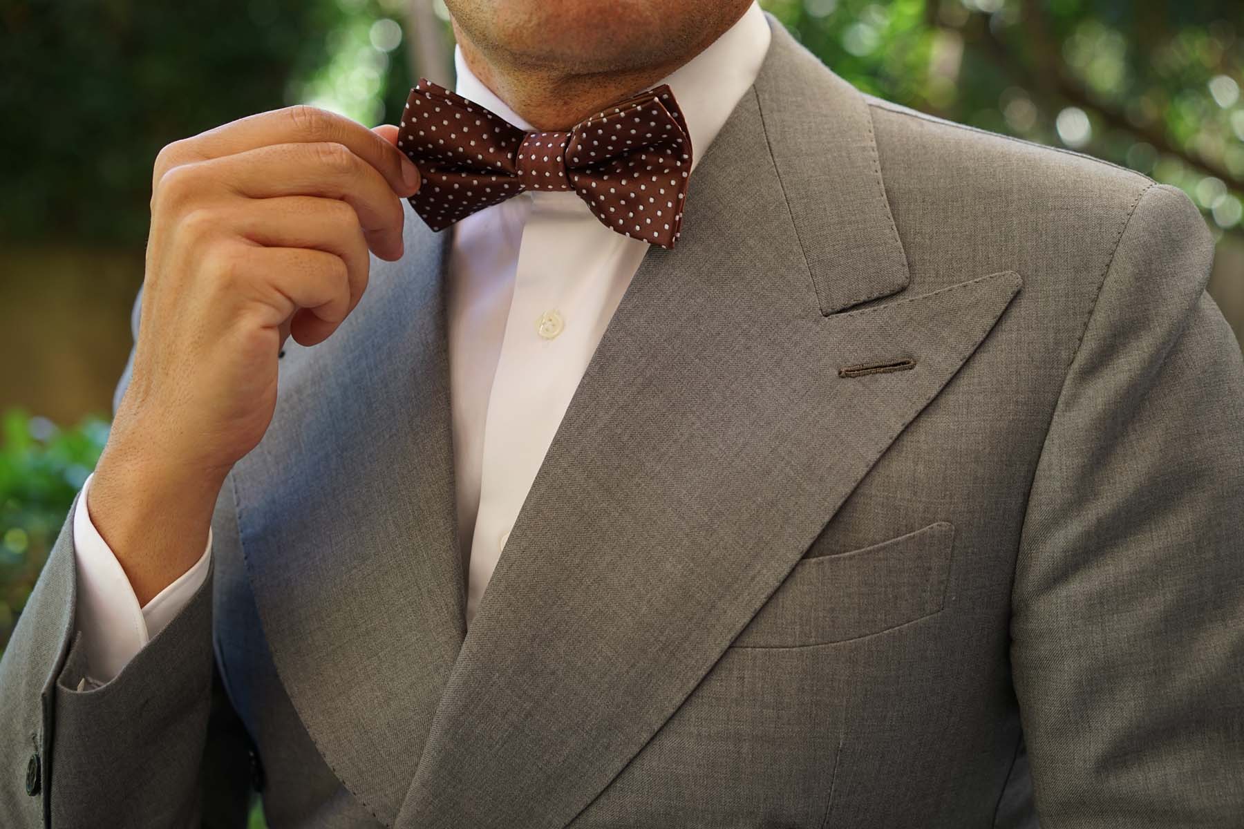 Brown Mini Polka Dots Bow Tie - Image 5