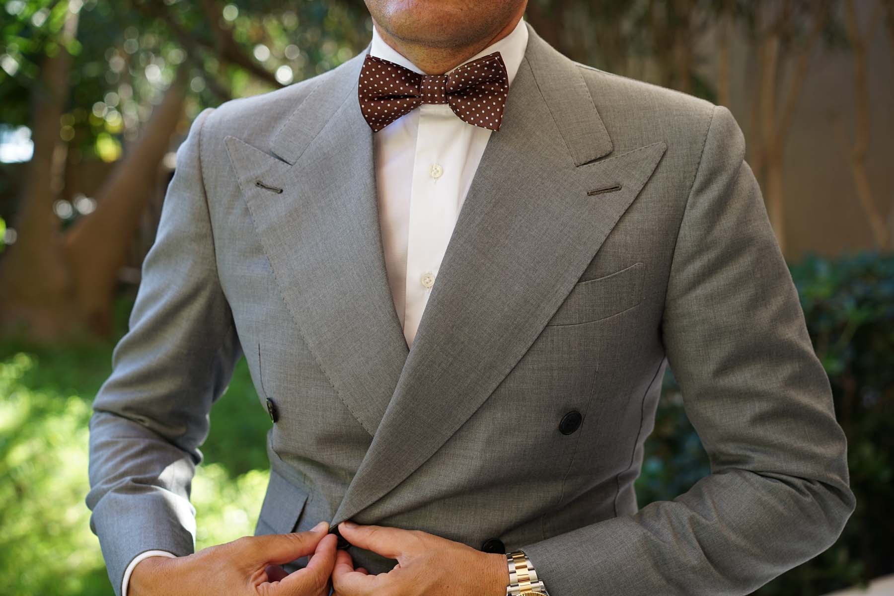 Brown Mini Polka Dots Bow Tie - Image 6