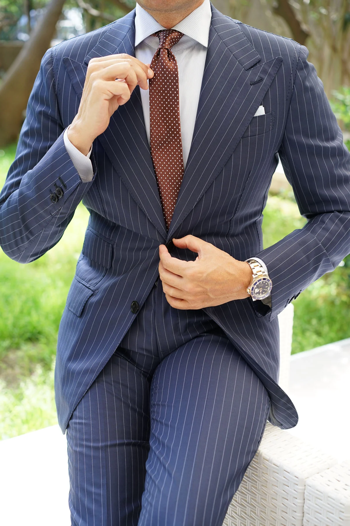 Brown Mini Polka Dots Skinny Tie - Image 7