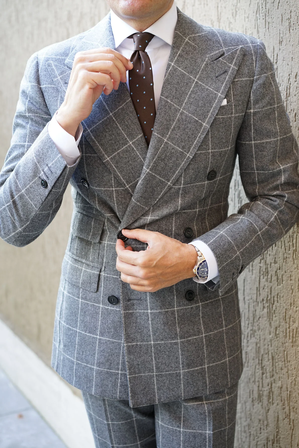 Brown on Blue Polkadot Skinny Tie - Image 7
