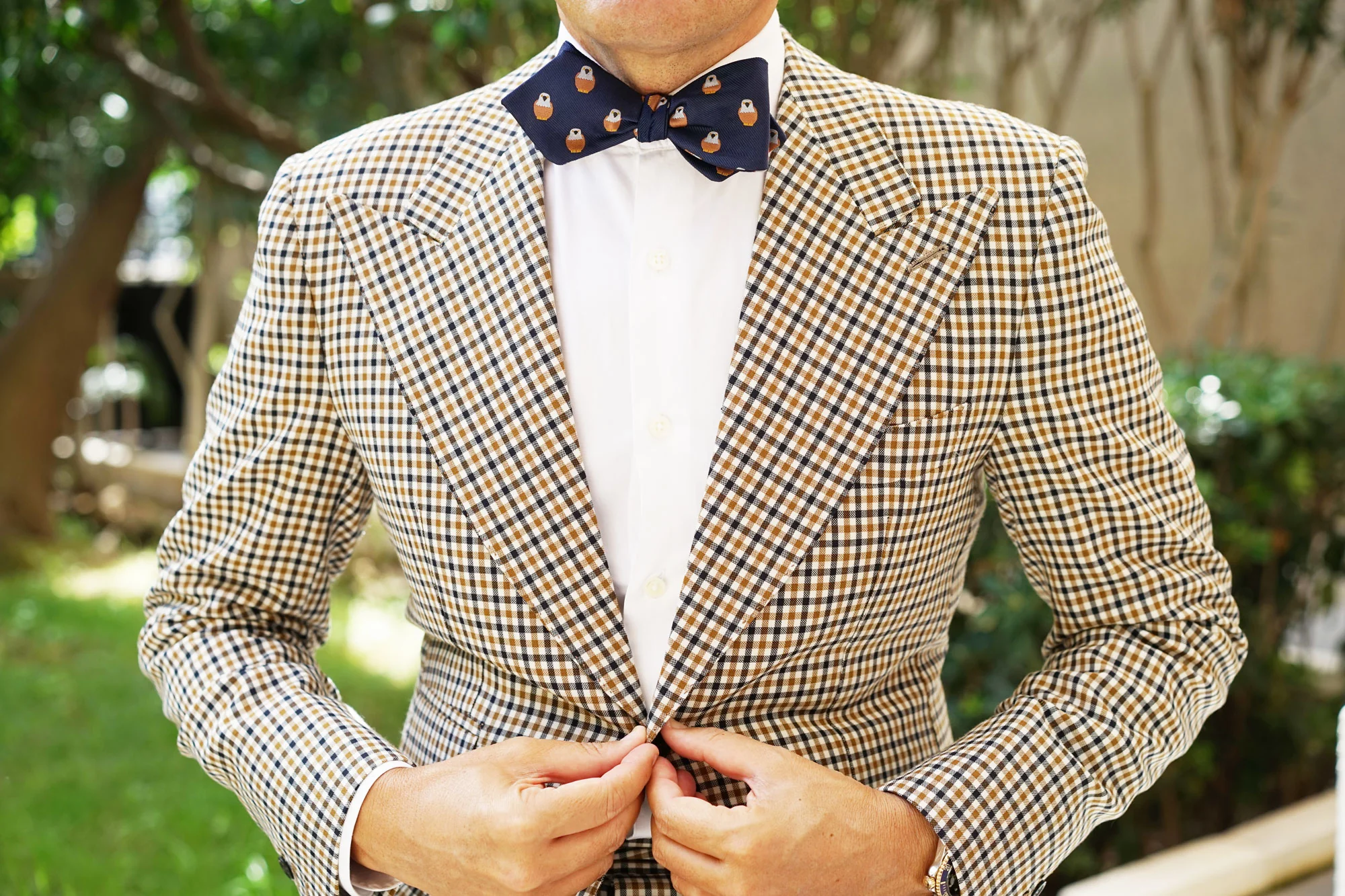 Brown Pigeon Bird Diamond Self Bow Tie - Image 6