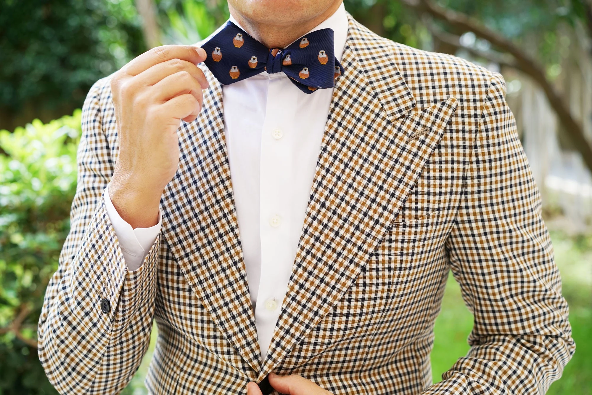 Brown Pigeon Bird Diamond Self Bow Tie - Image 7