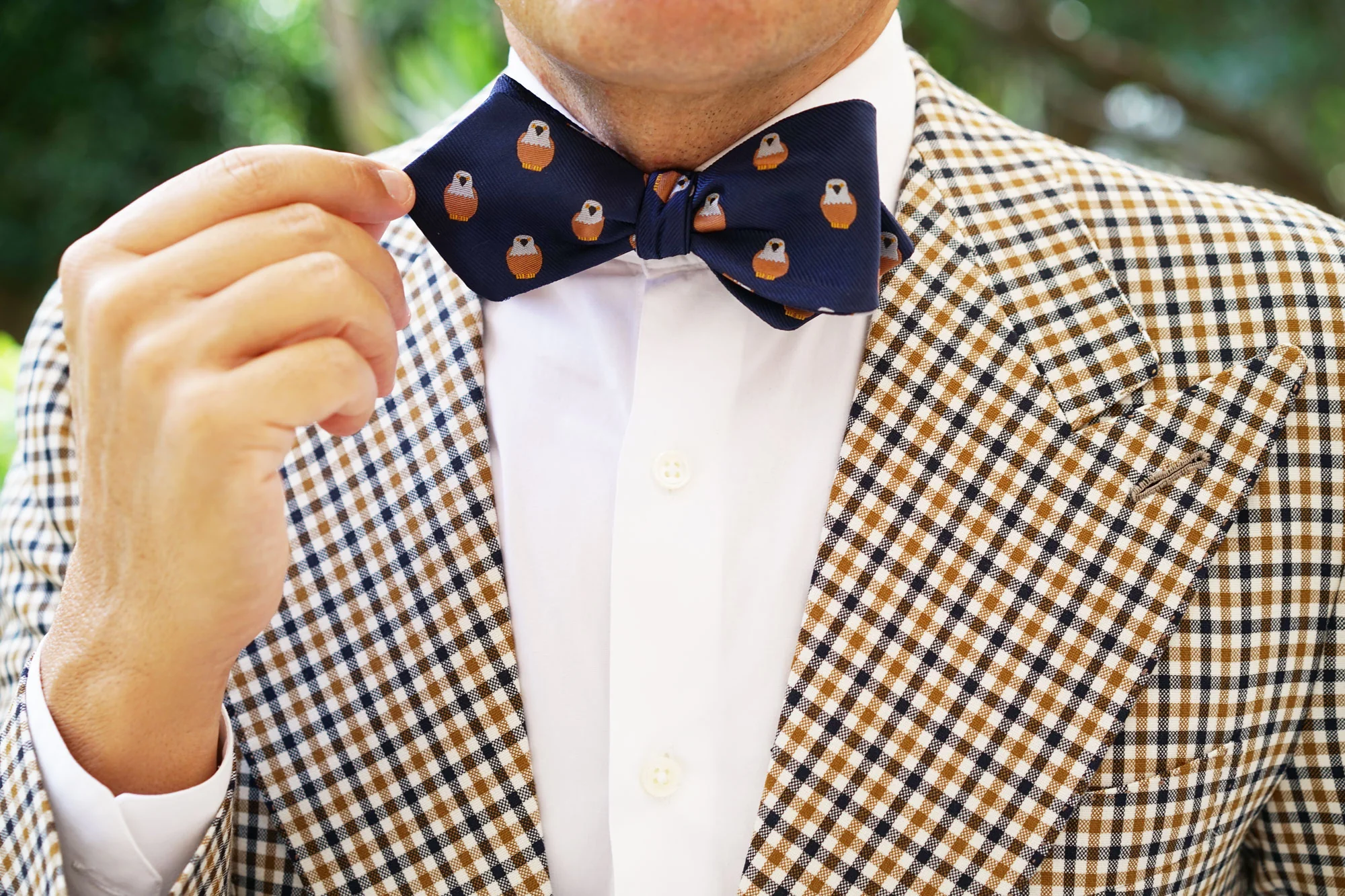 Brown Pigeon Bird Diamond Self Bow Tie - Image 8