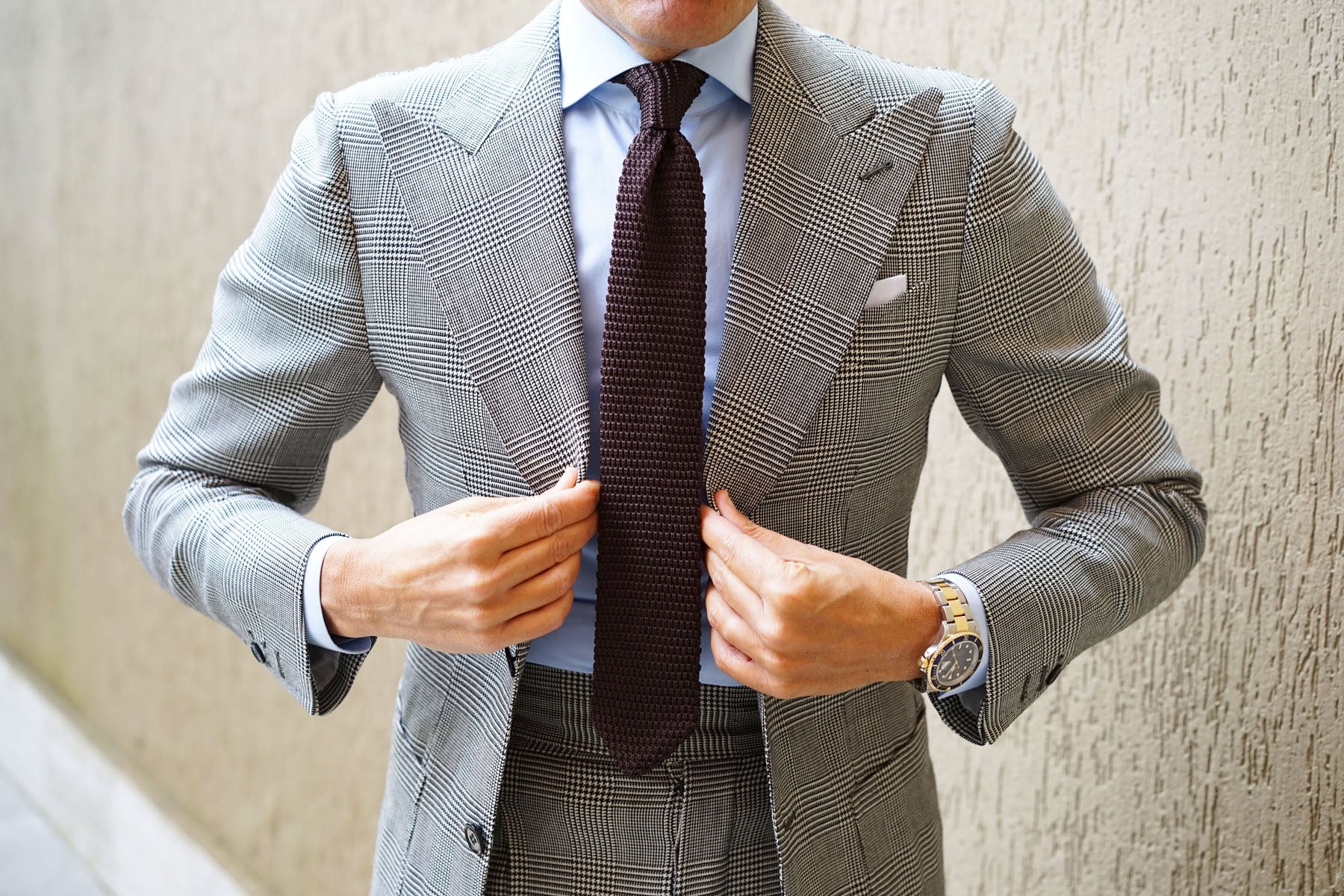 Brown Pointed Knitted Tie - Image 6