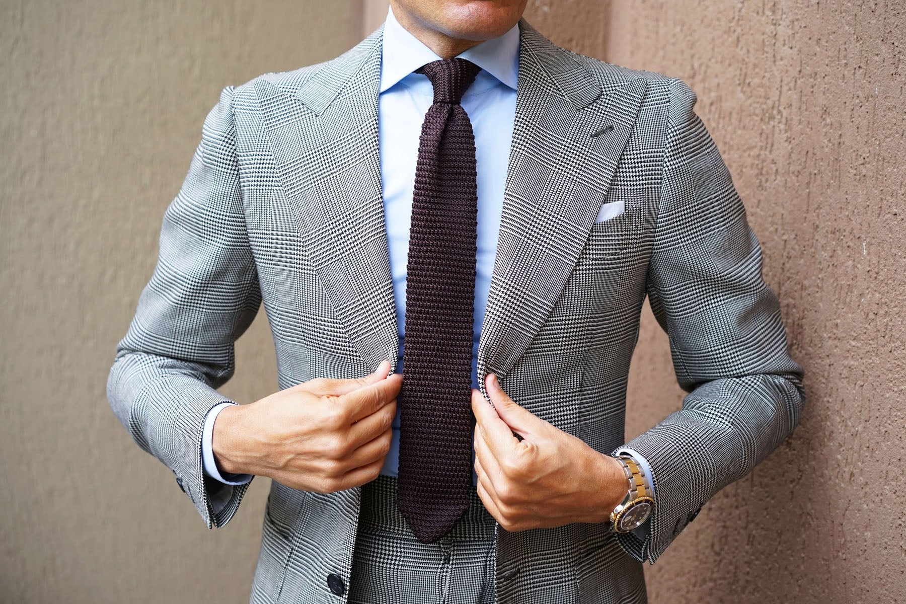 Brown Pointed Knitted Tie - Image 9