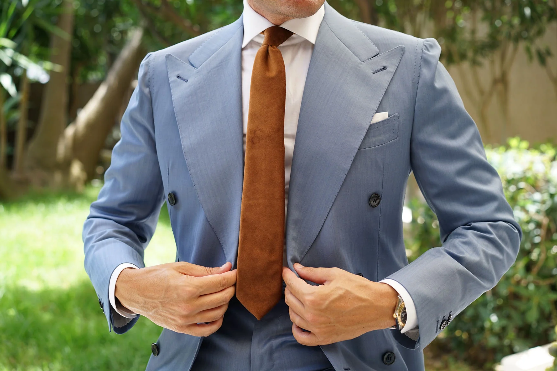 Brown Velvet Skinny Tie - Image 4