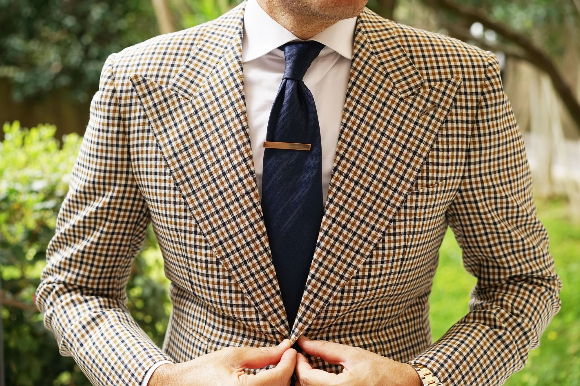 Brushed Rose Gold Tie Bar - Image 8