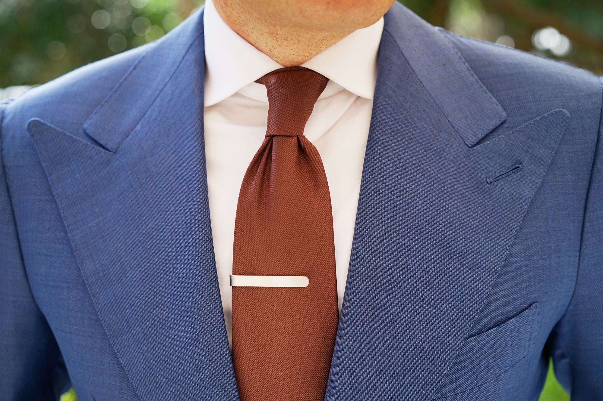 Brushed Silver Round Clasp Tie Bar - Image 10