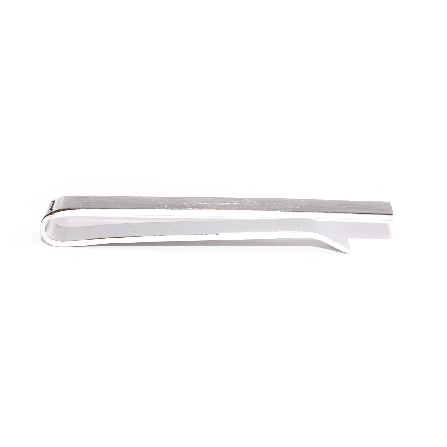 Brushed Silver Square Clasp Tie Bar - Image 2