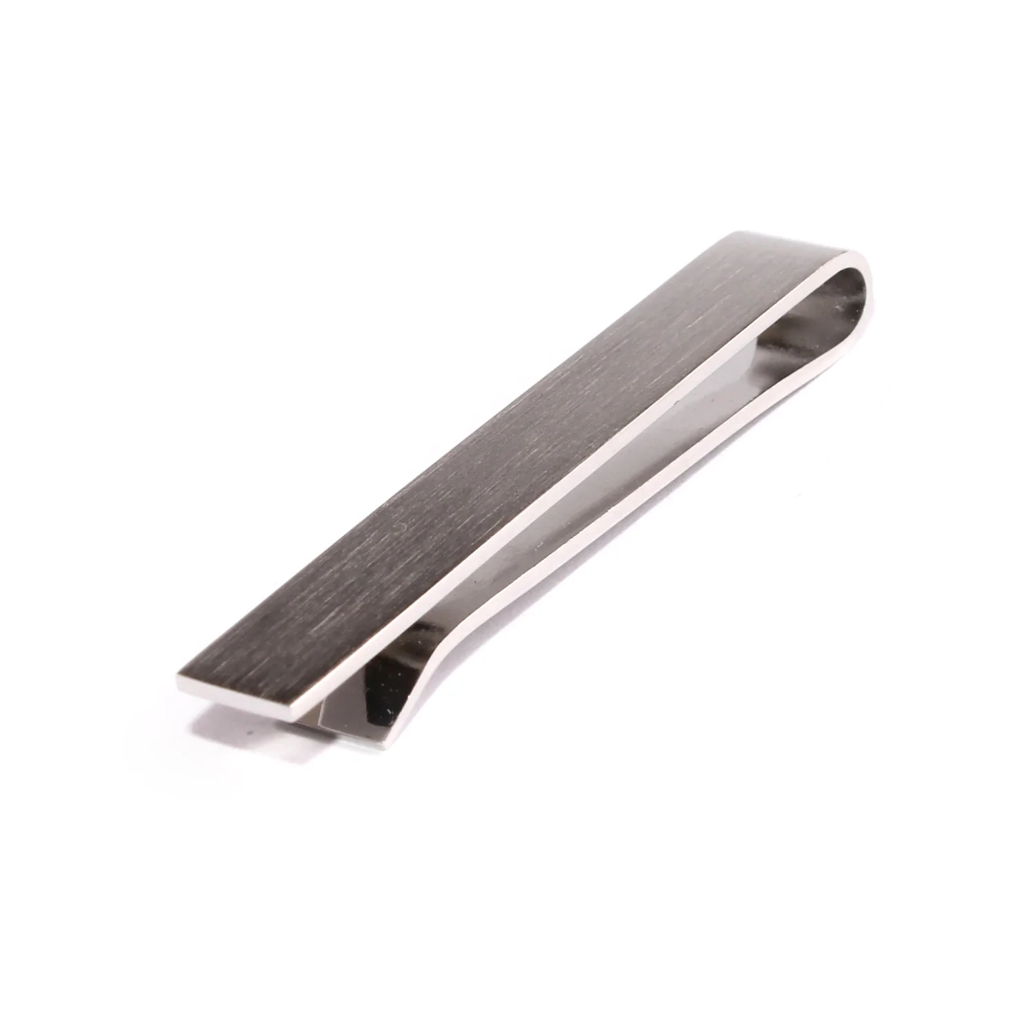 Brushed Silver Square Clasp Tie Bar - Image 3