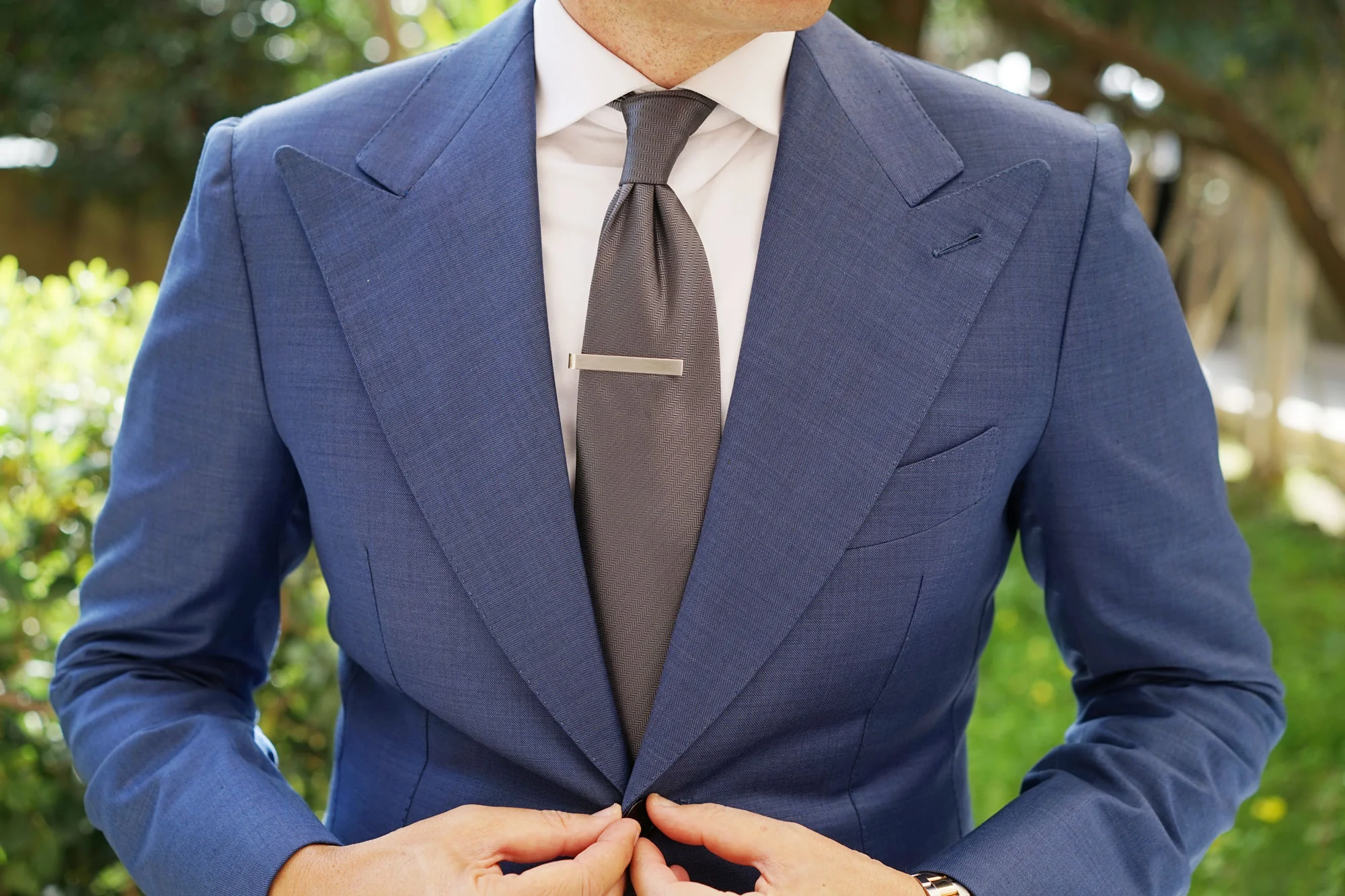 Brushed Silver Square Clasp Tie Bar - Image 4