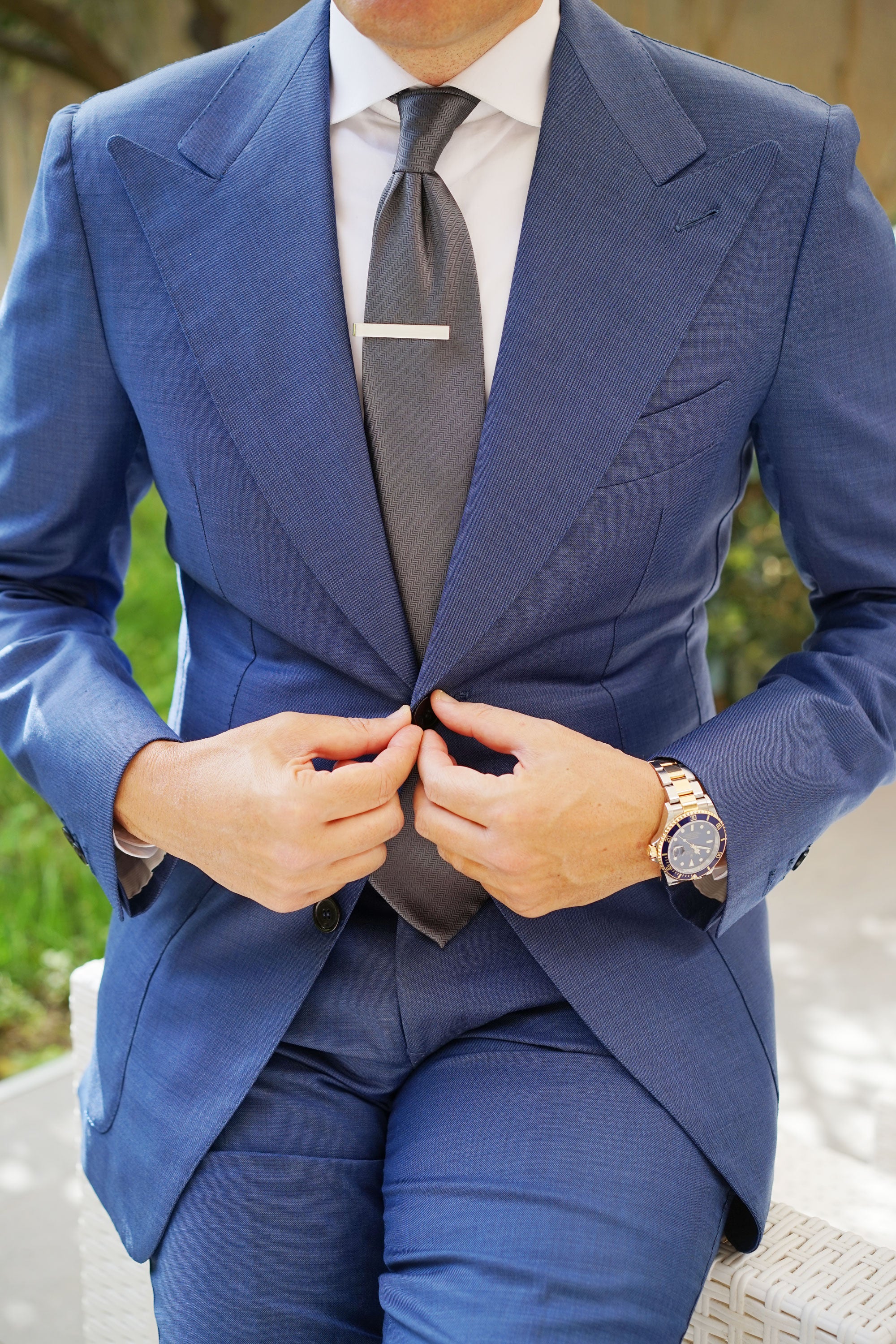 Brushed Silver Square Clasp Tie Bar - Image 8