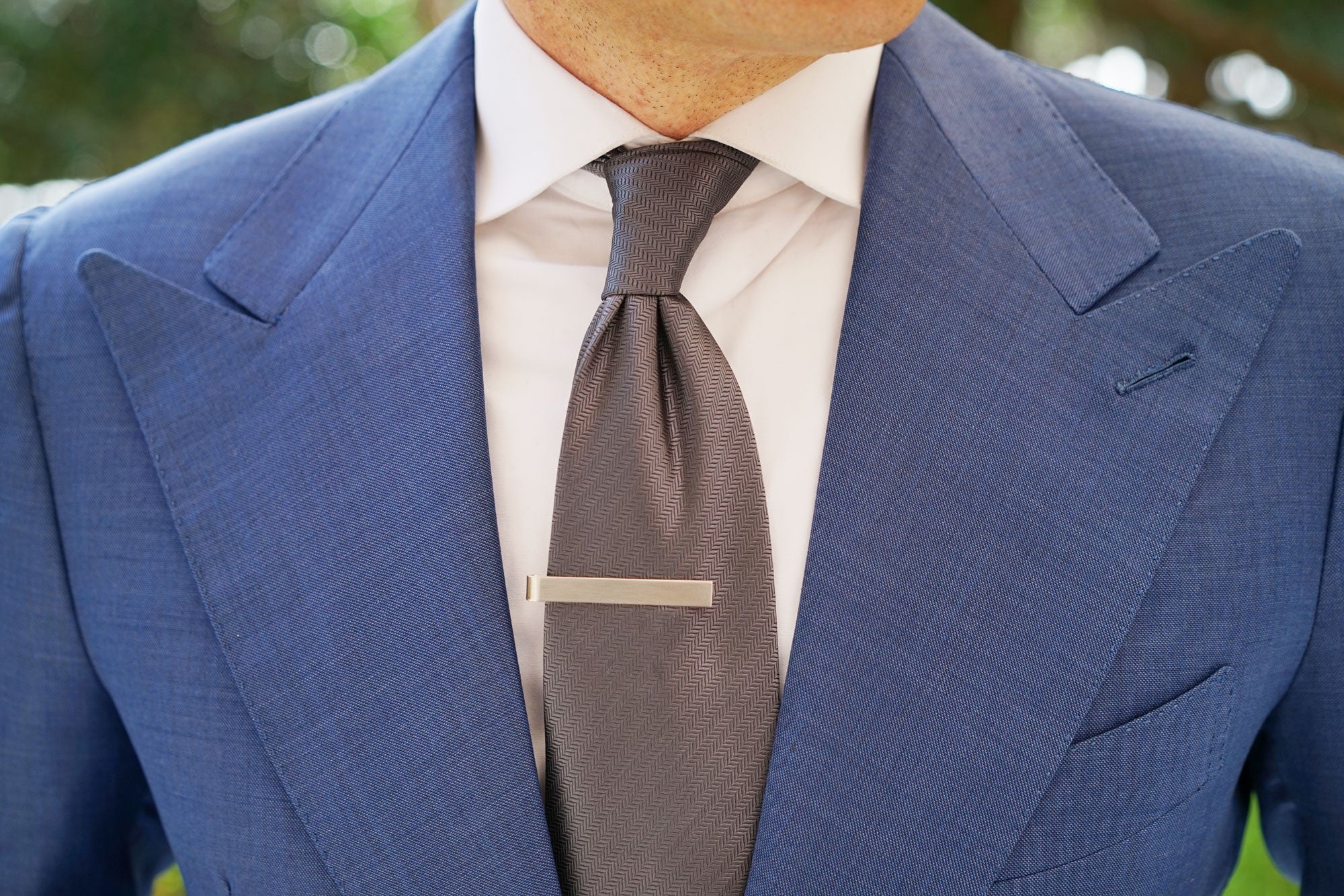 Brushed Silver Square Clasp Tie Bar - Image 9