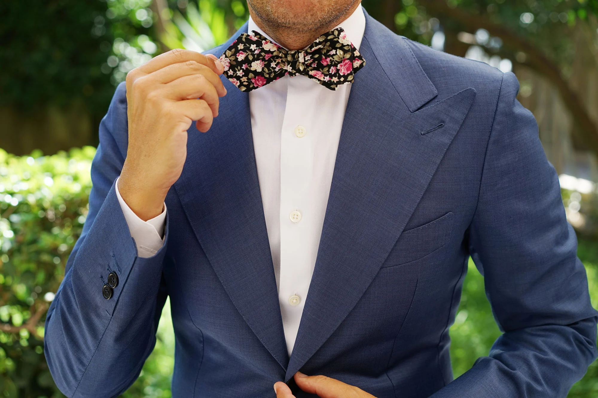 Bucharest Blossom Floral Diamond Self Bow Tie - Image 7