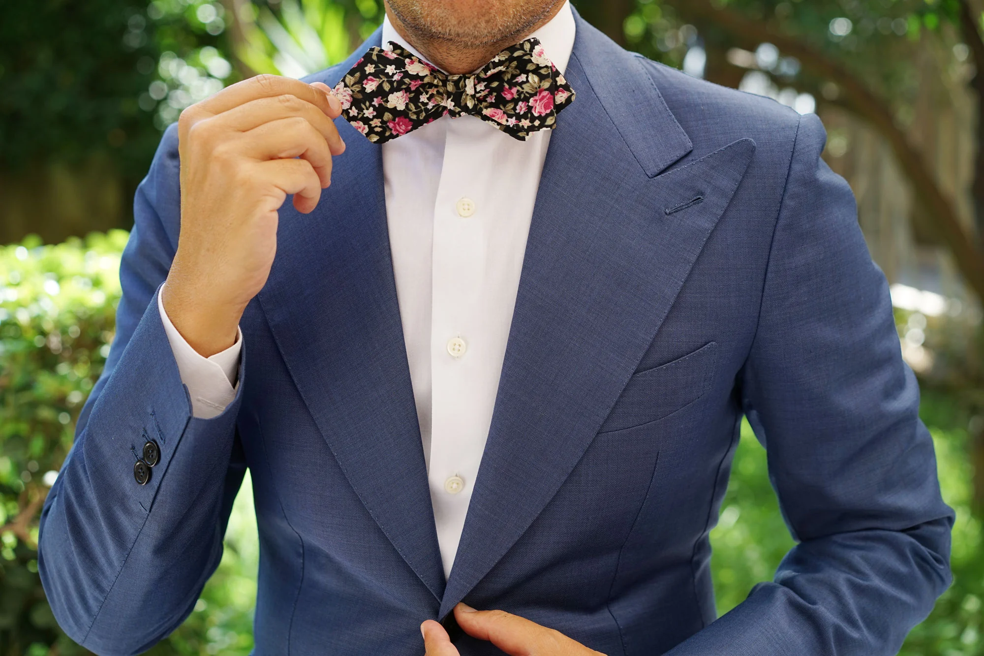 Bucharest Blossom Floral Diamond Self Bow Tie - Image 8