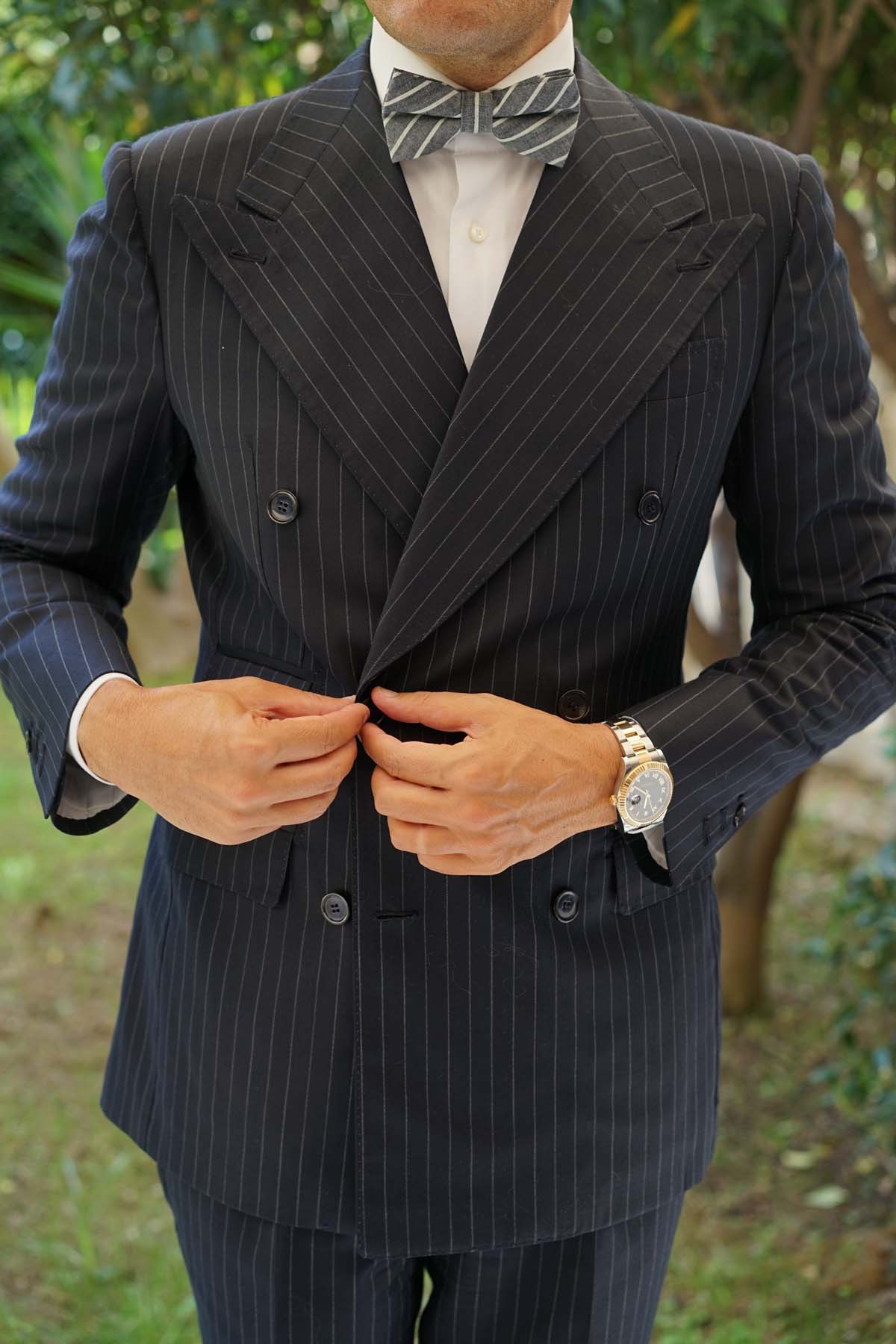 Budapest Pinstripe Bow Tie - Image 4