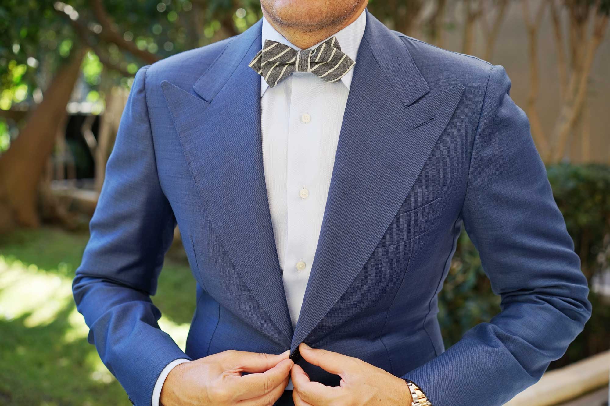 Budapest Pinstripe Diamond Bow Tie - Image 3