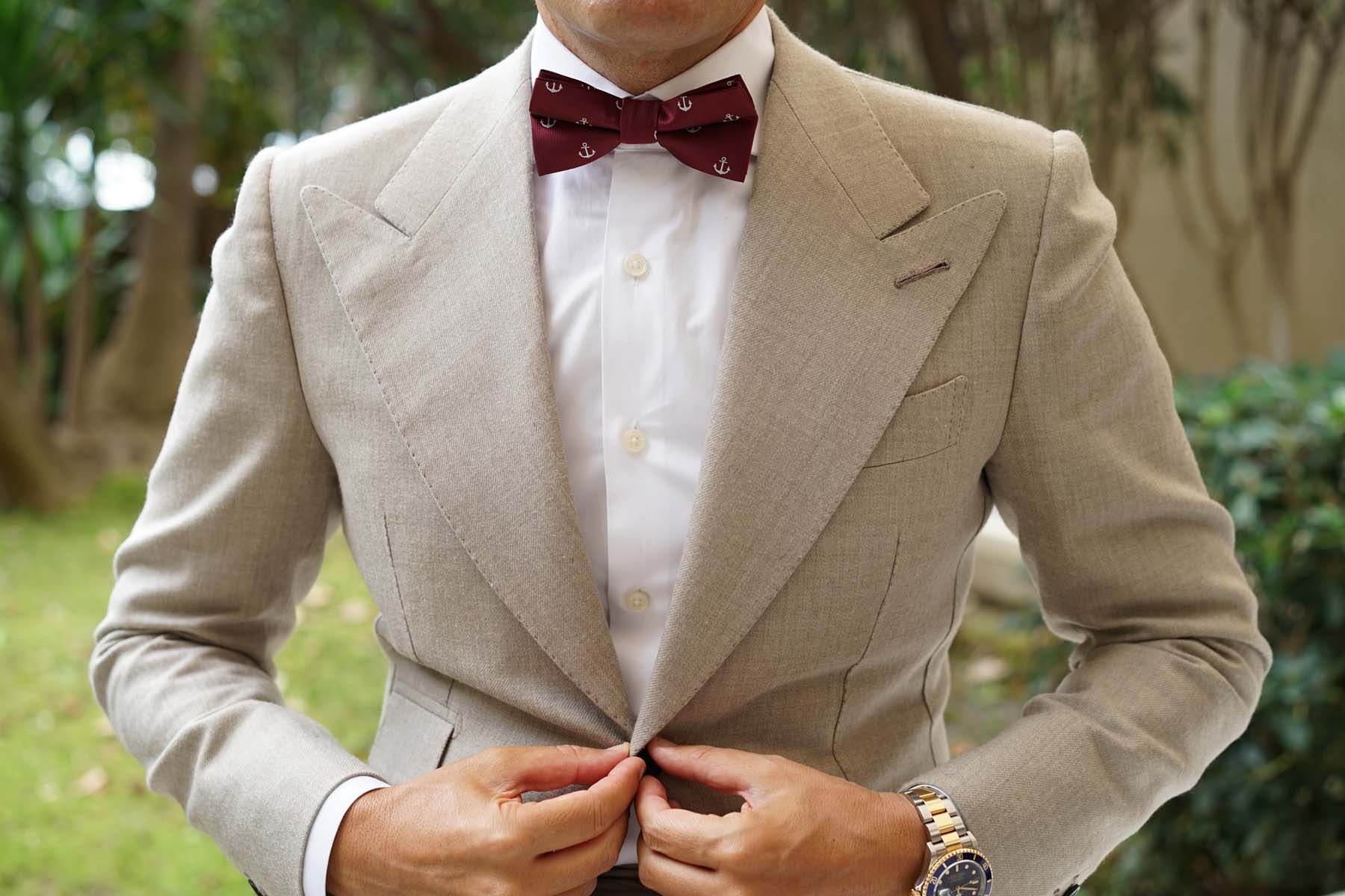 Burgundy Anchor Bow Tie - Image 5