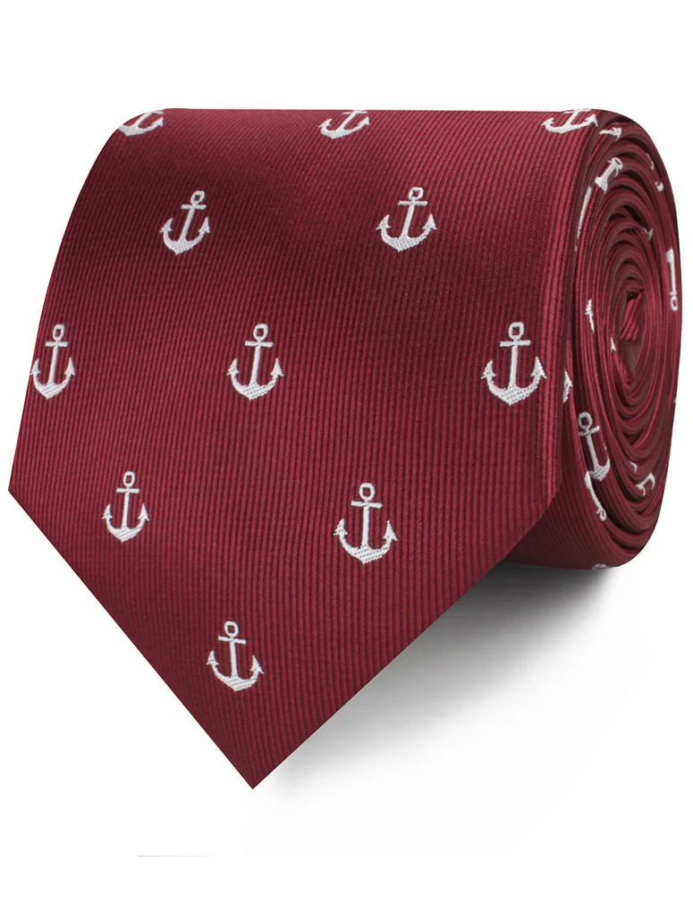 Burgundy Anchor Necktie - Image 2