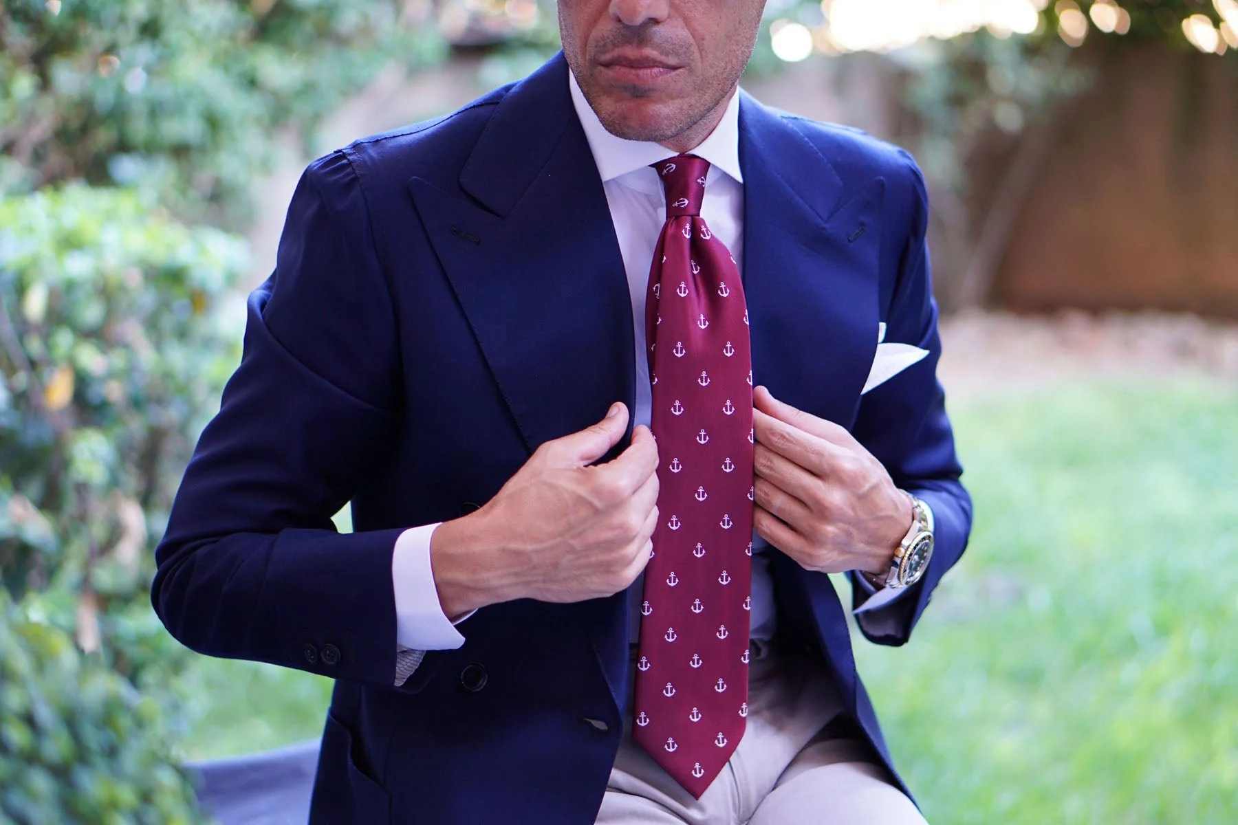Burgundy Anchor Necktie - Image 4