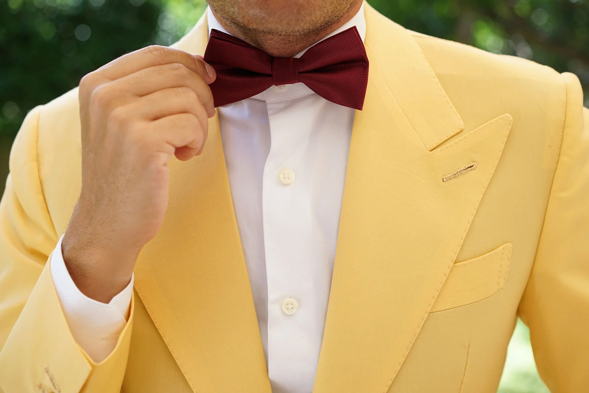 Burgundy Basket Weave Bow Tie - Image 4
