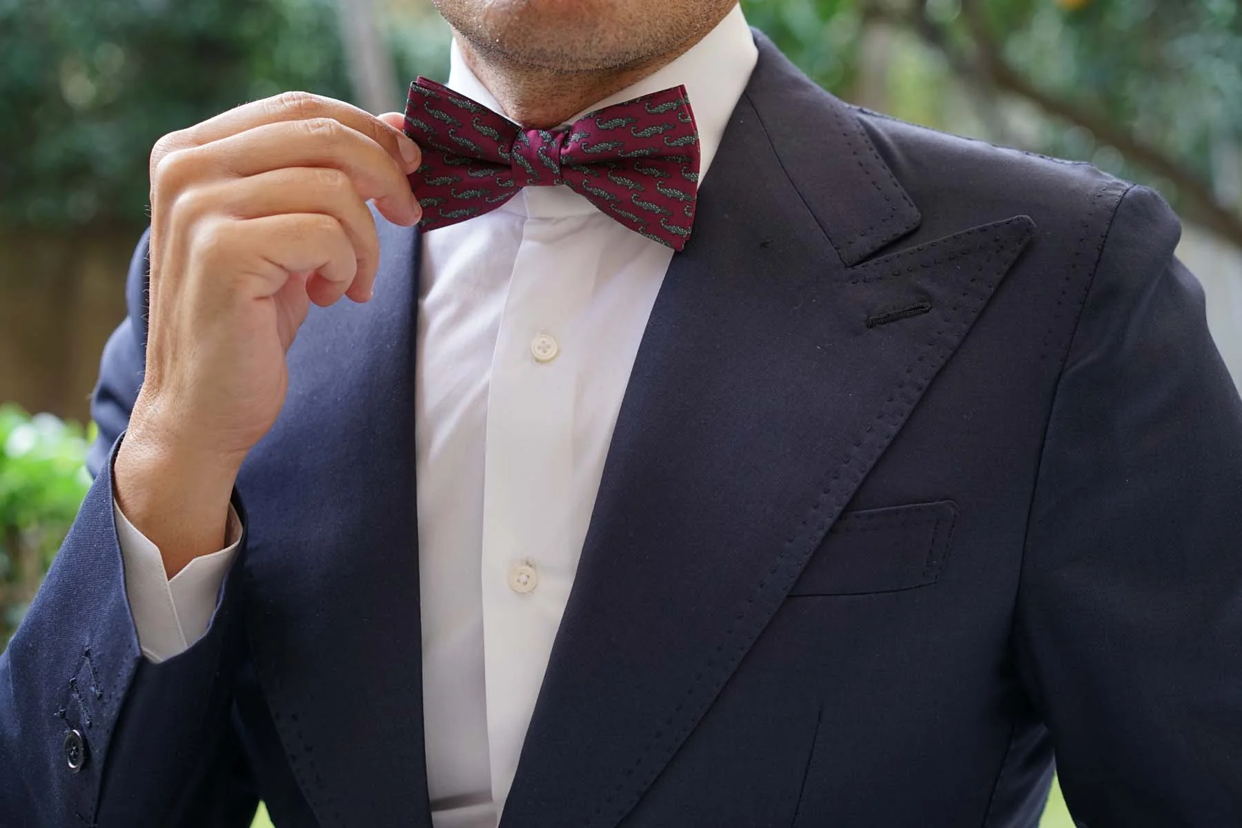 Burgundy Crocodile Dundee Bow Tie - Image 6