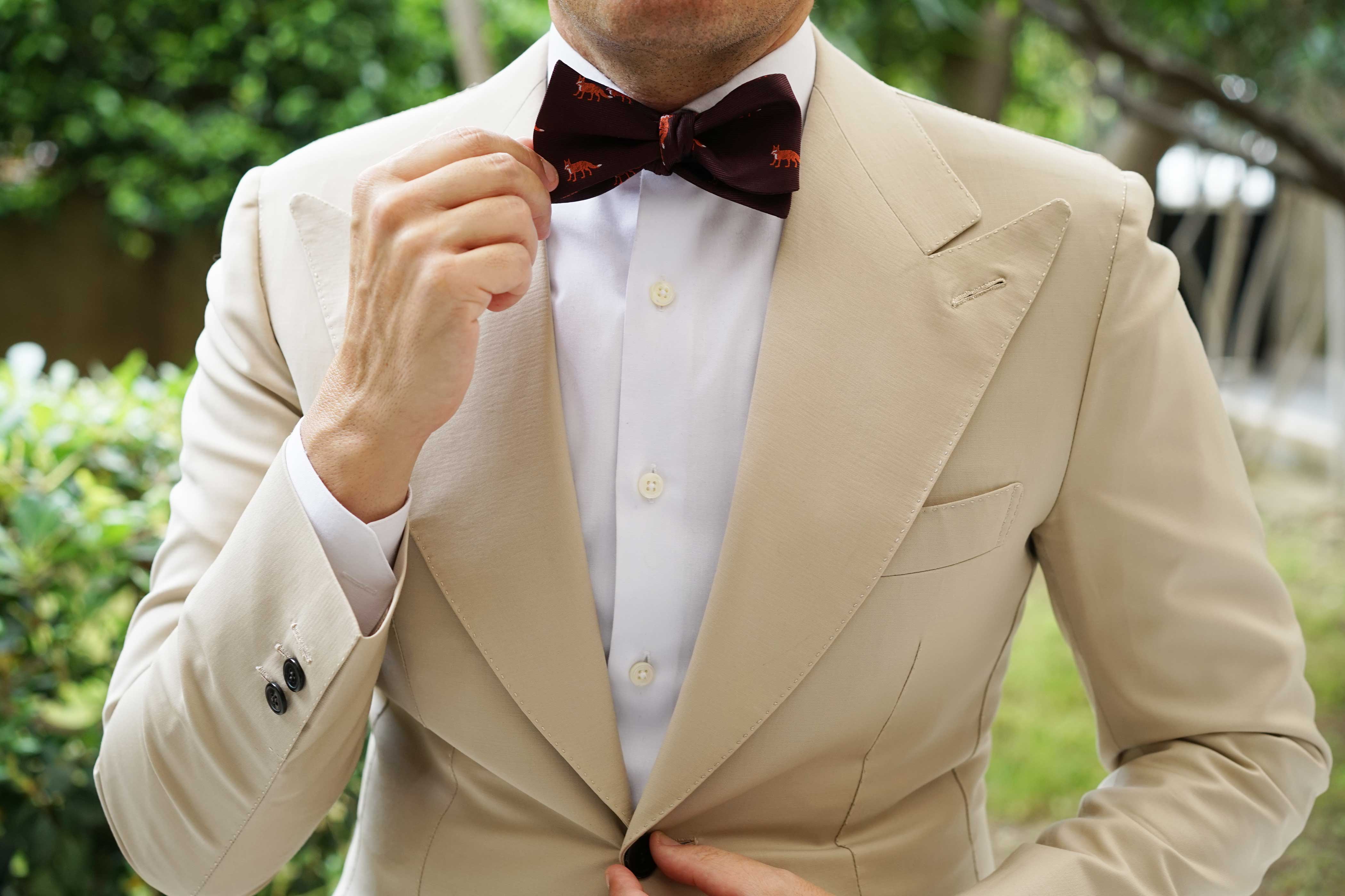 Burgundy Fox Self Bow Tie - Image 4