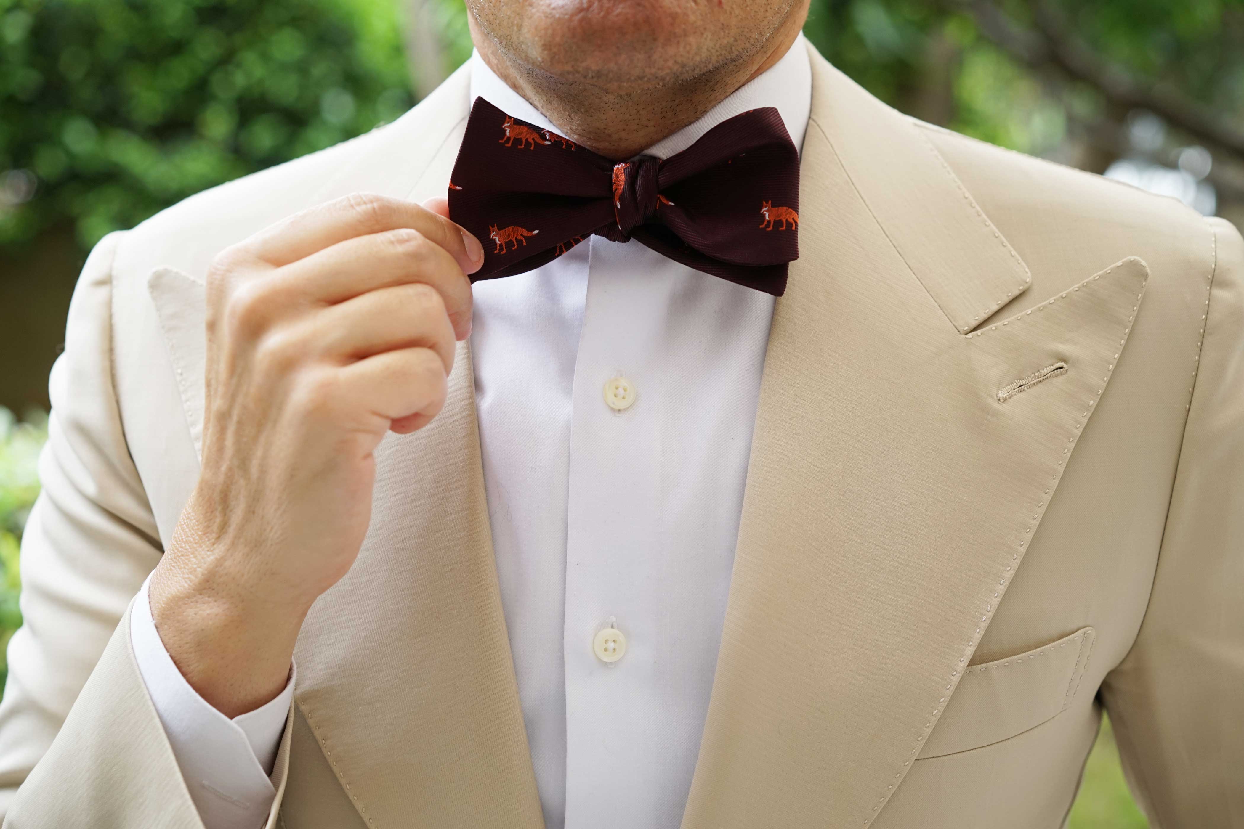 Burgundy Fox Self Bow Tie - Image 6