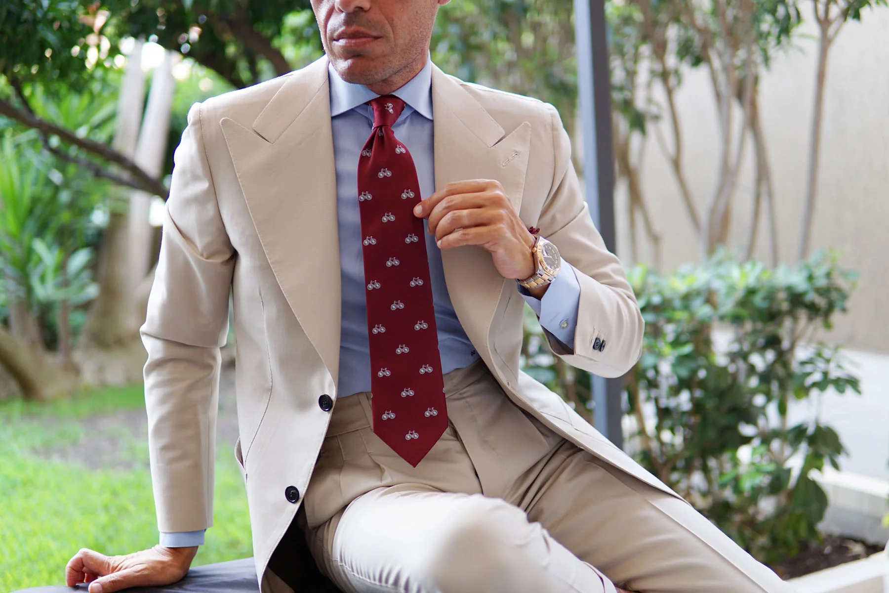 Burgundy French Bicycle Necktie - Image 13