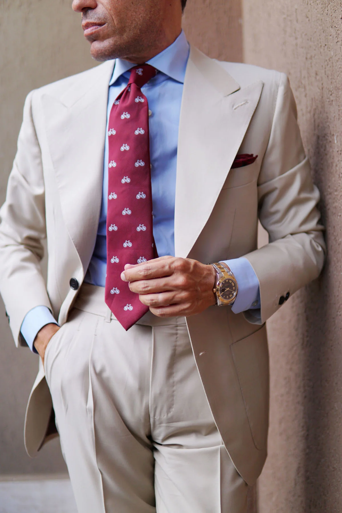 Burgundy French Bicycle Necktie - Image 14