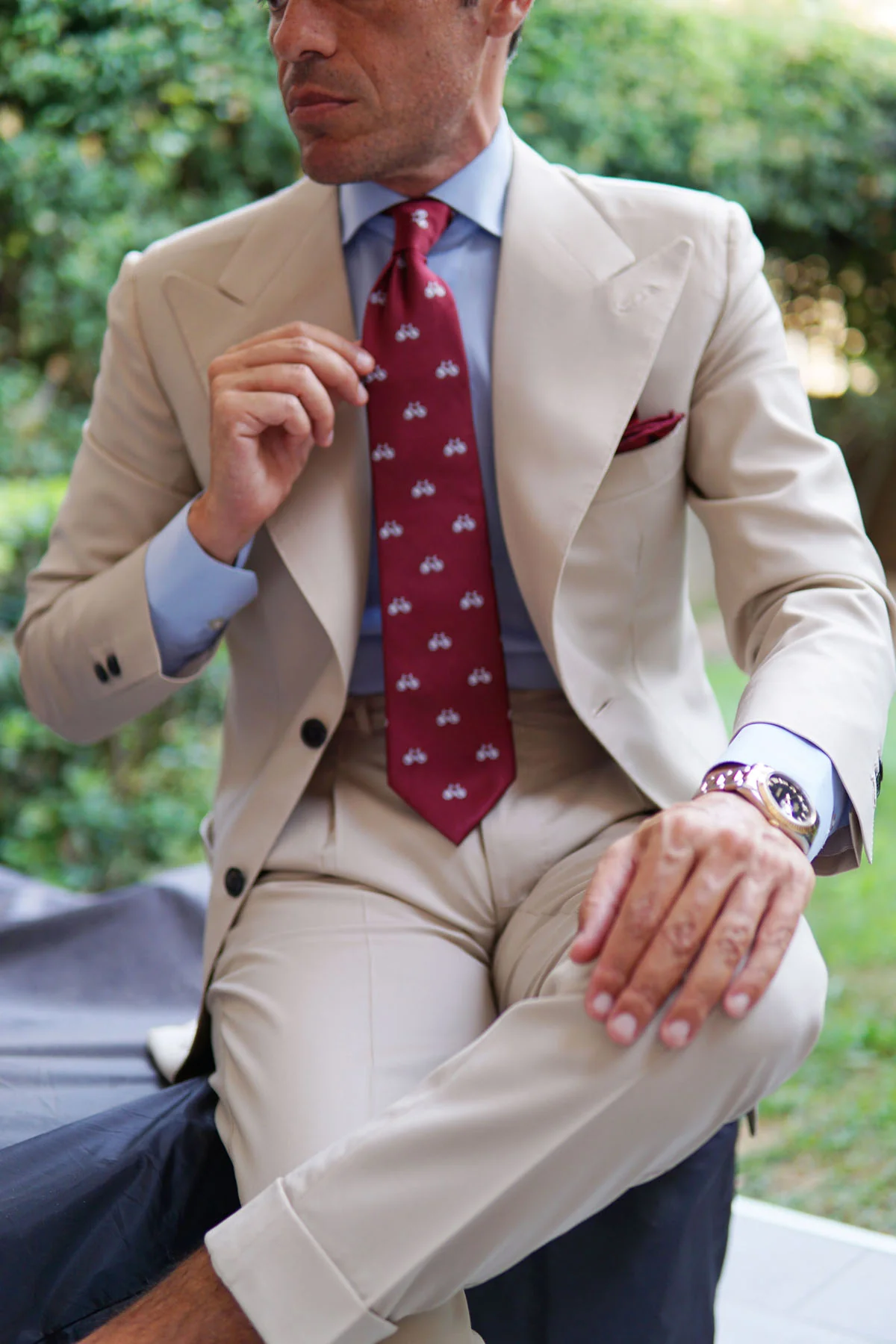 Burgundy French Bicycle Necktie - Image 16