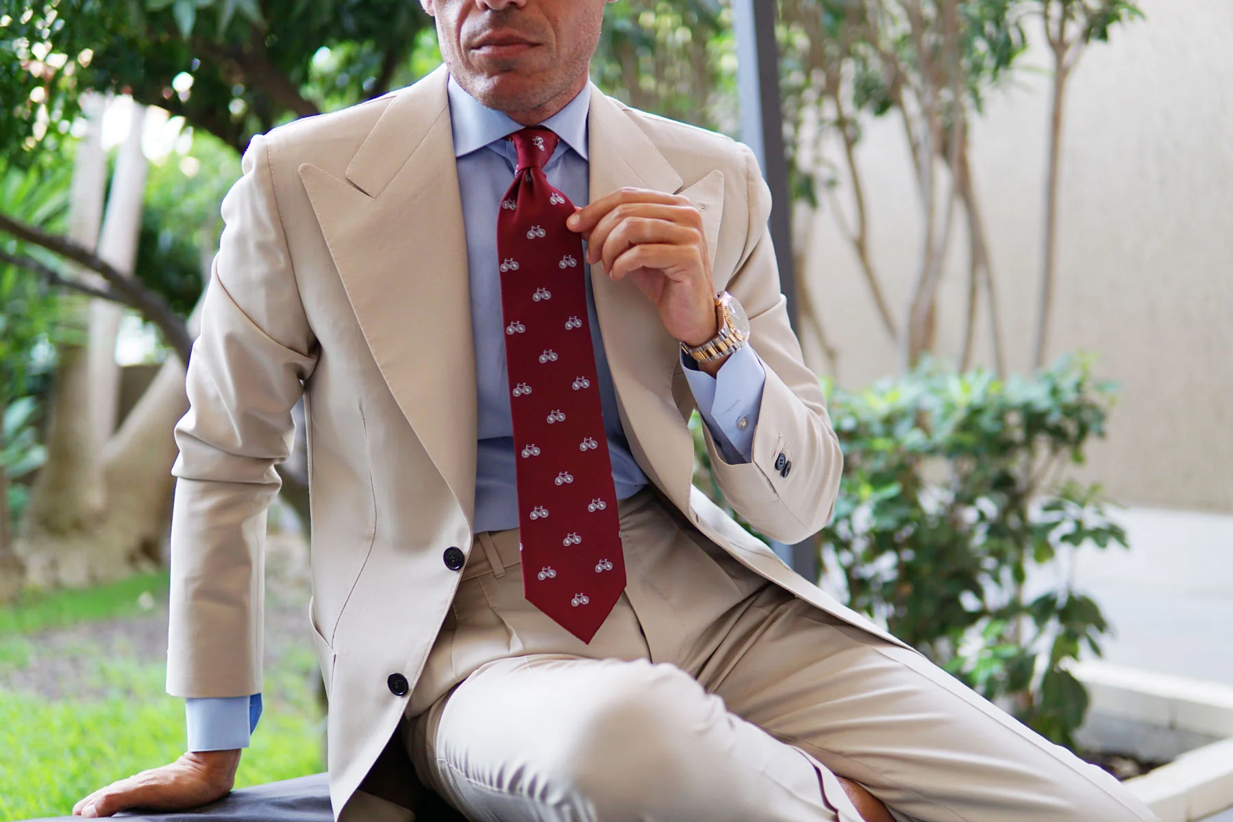 Burgundy French Bicycle Necktie - Image 17