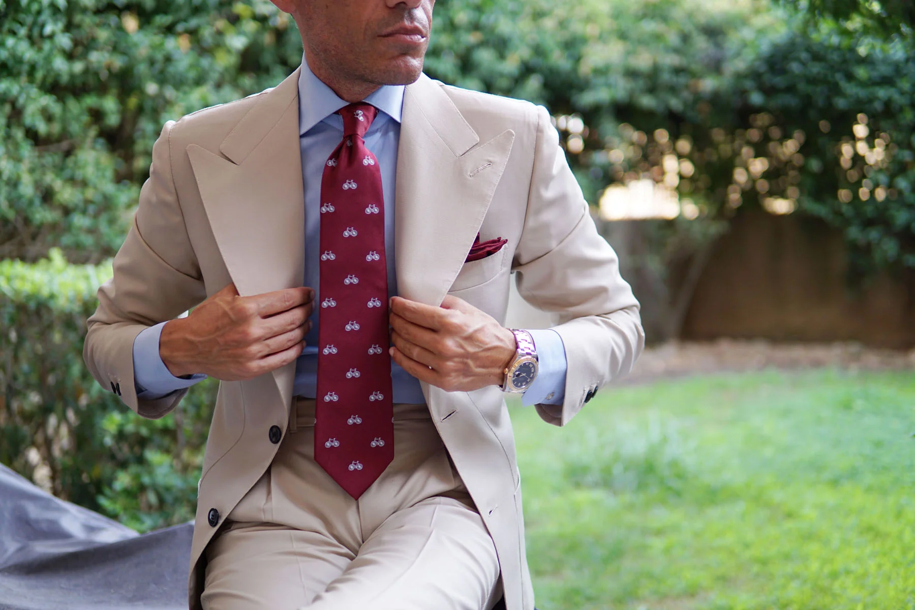 Burgundy French Bicycle Necktie - Image 4