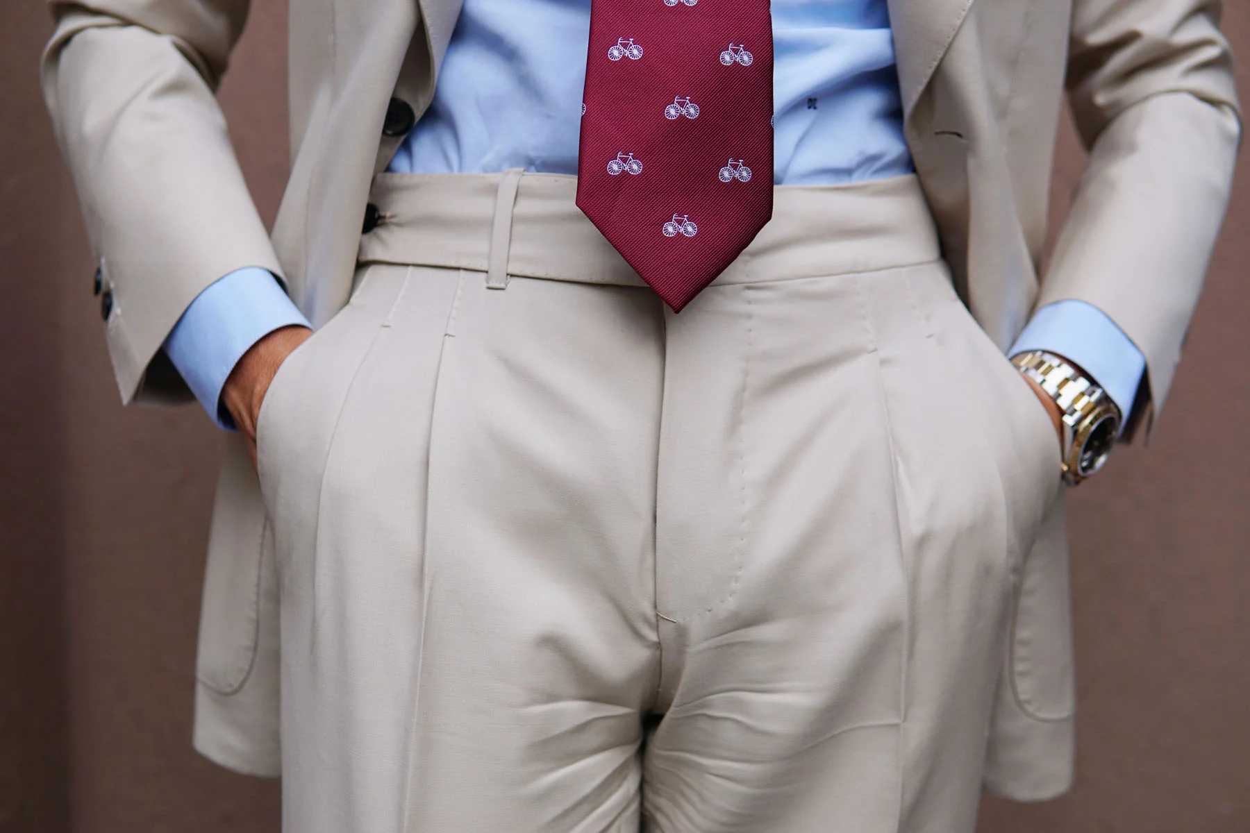 Burgundy French Bicycle Necktie - Image 6