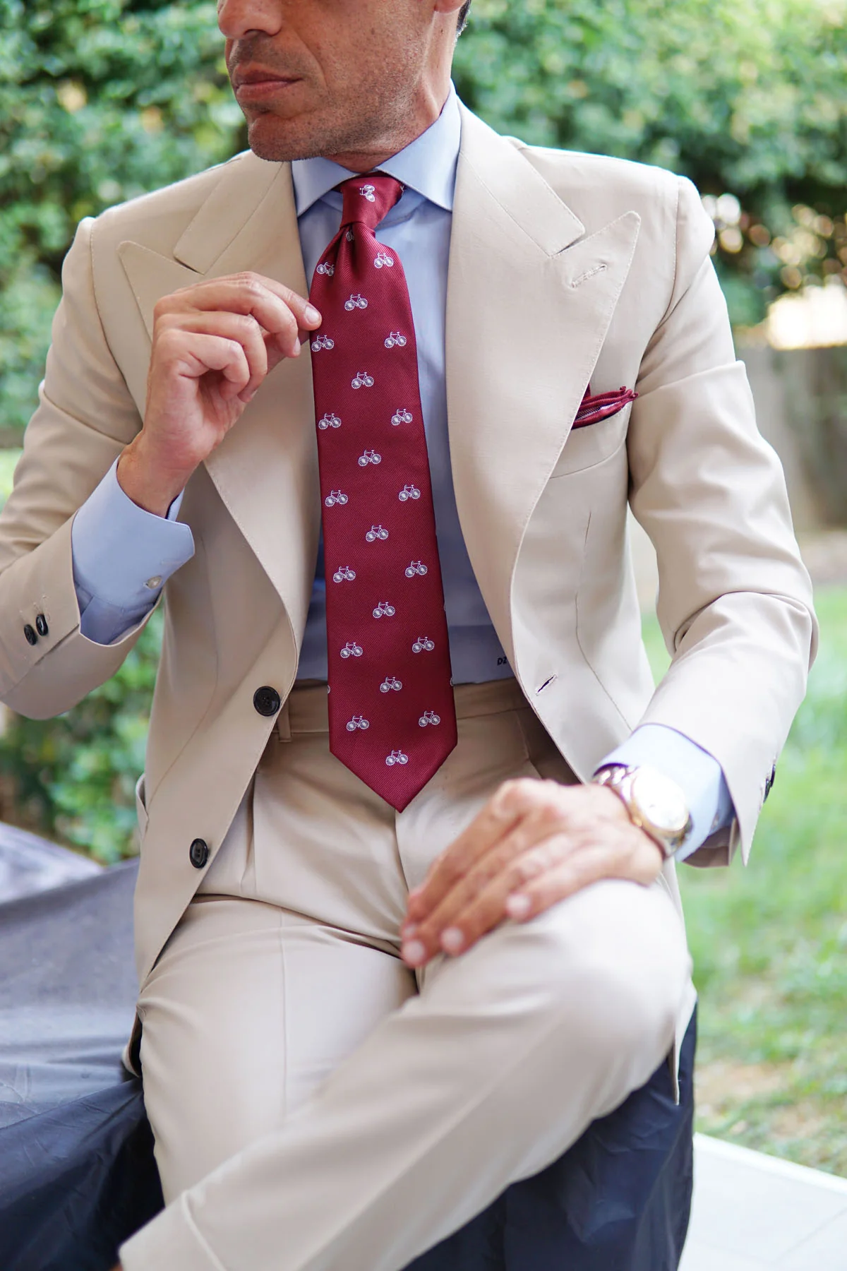 Burgundy French Bicycle Necktie - Image 9