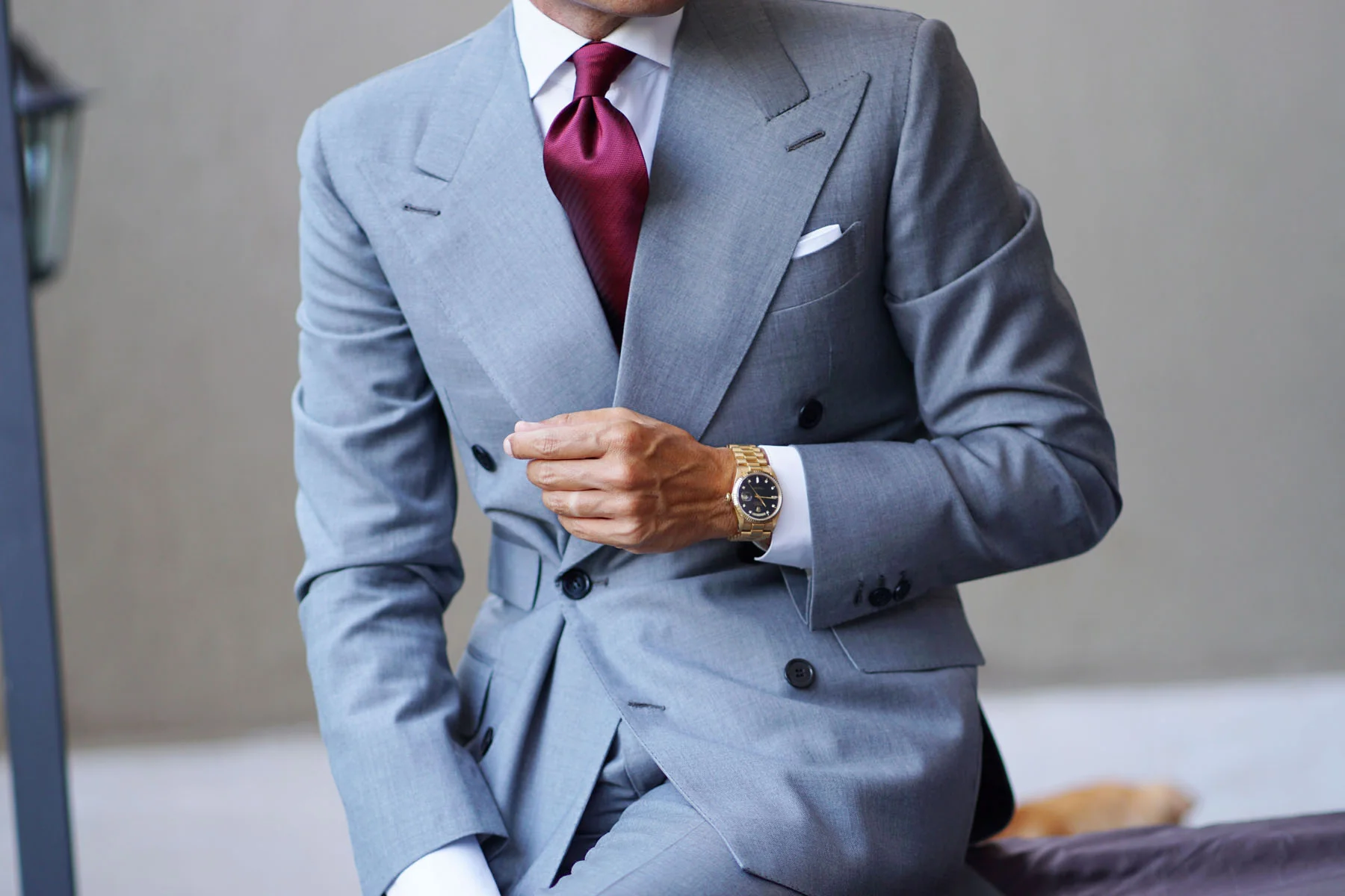 Burgundy Herringbone Necktie - Image 36