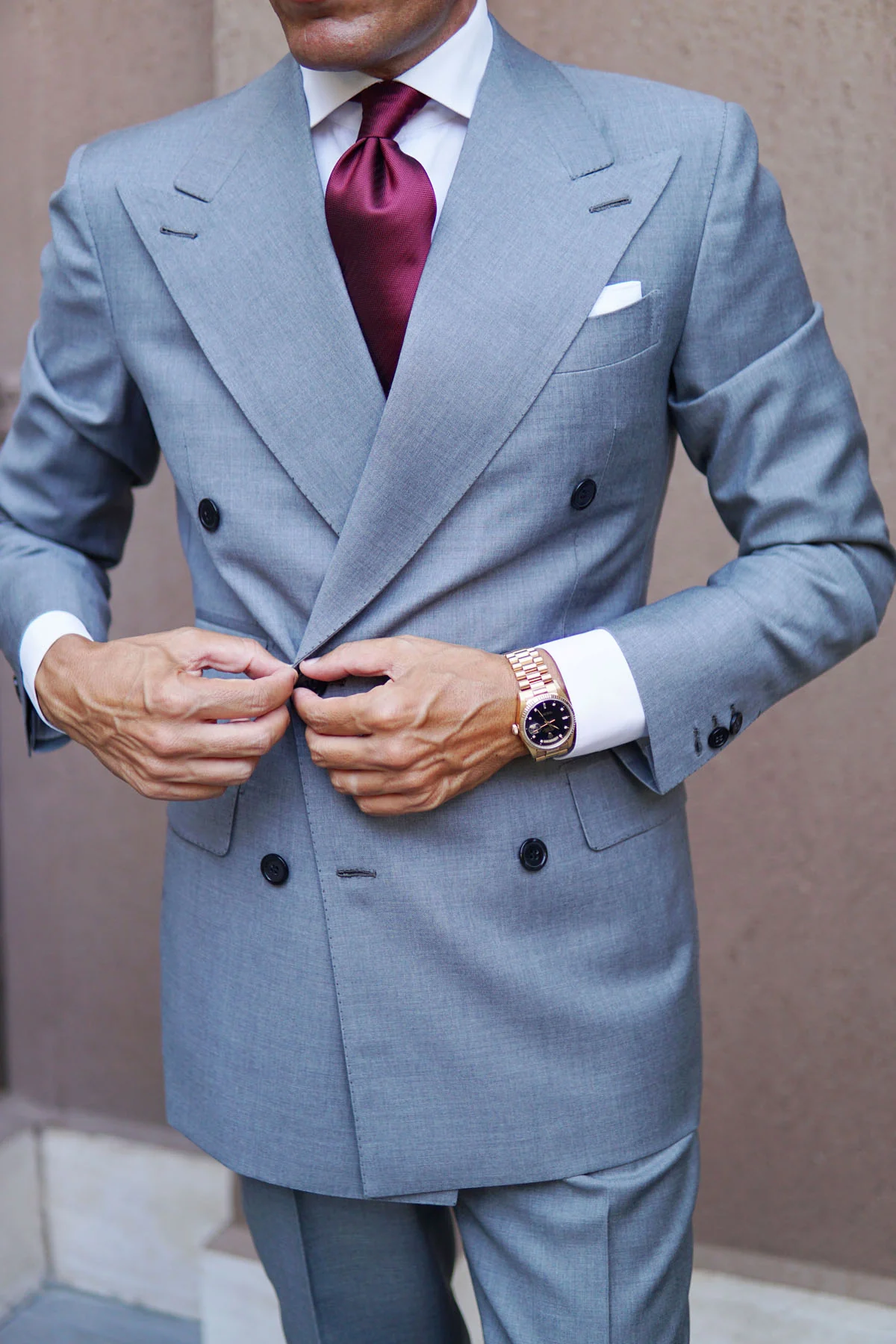Burgundy Herringbone Necktie - Image 5