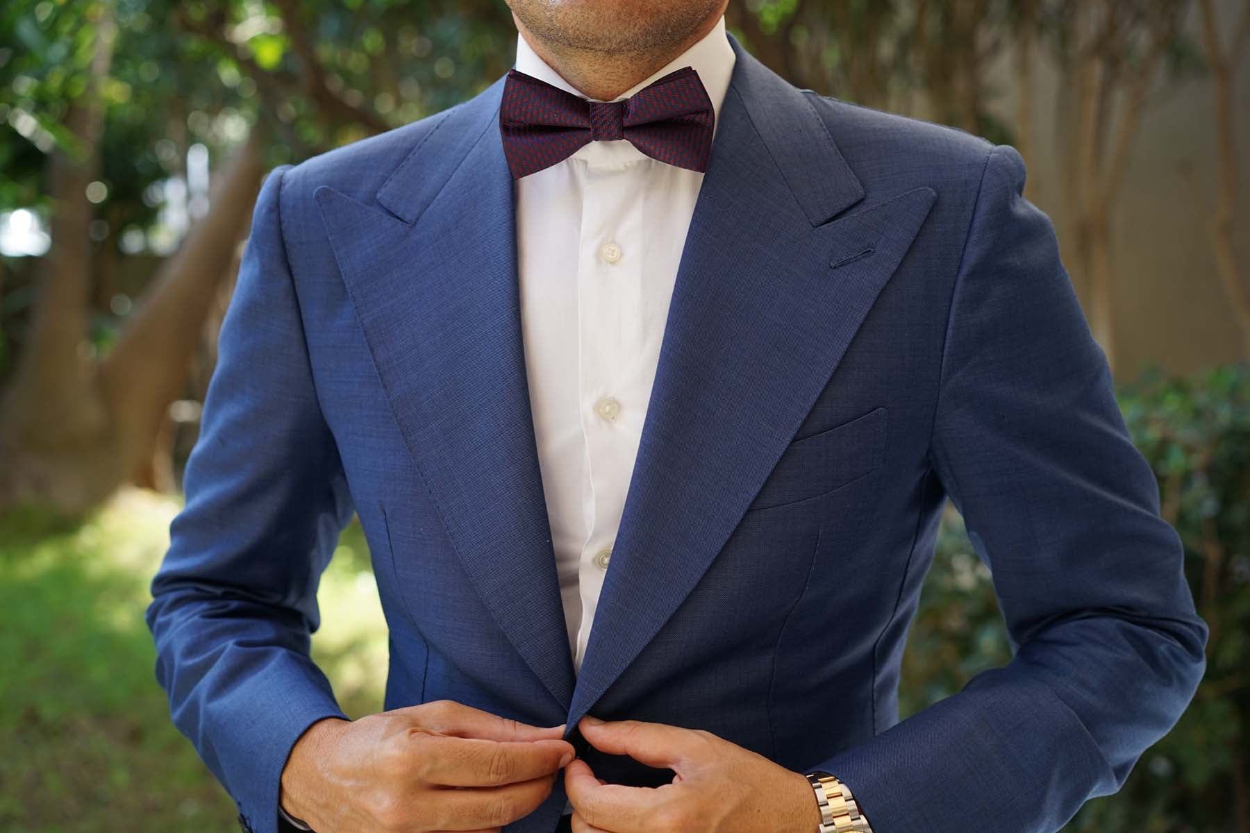 Burgundy Houndstooth Bow Tie - Image 6