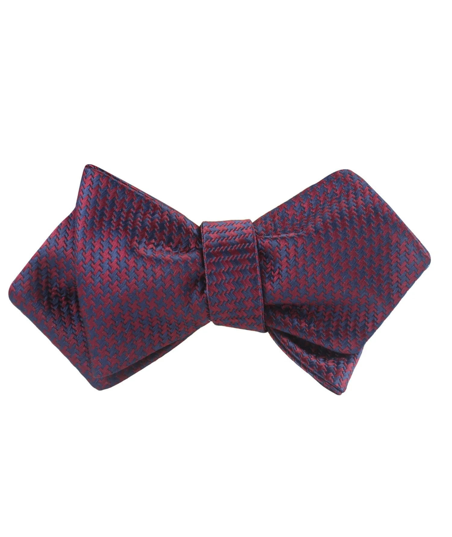 Burgundy Houndstooth Diamond Self Bow Tie - Image 2
